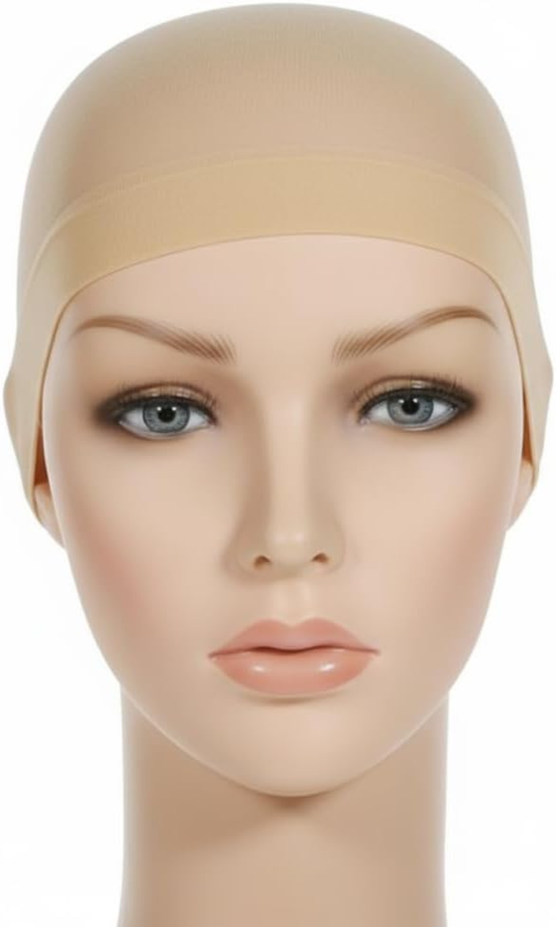 SZTTY 2-Pcs in 1 Pack Beige Wig Caps - Ultra Thin Nylon Caps for Women, Stretchy & Breathable Universal Fit for Smooth Wig Application image number 4