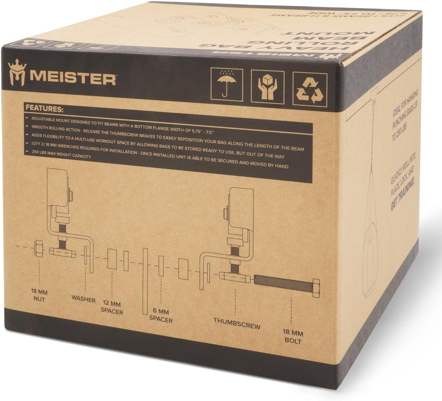 Meister Rolling Beam Mount W/Brakes for Boxing & MMA Heavy Bags image number 2