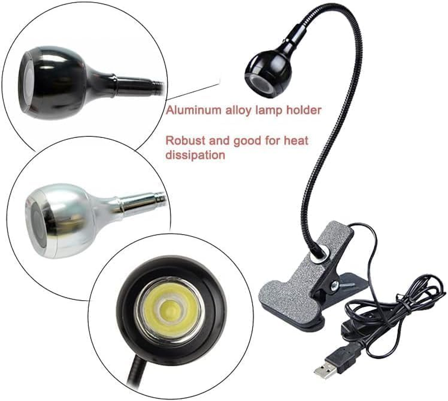 CIVPOWER USB 3W LED UV Ultraviolet Phone Glue Curing Lamp,Uv Led Nail Lamp for Gel Nails,Portable Clamp Flexible Desk Lamps for Mobile Repair,Plug and Play Black (1) image number 6