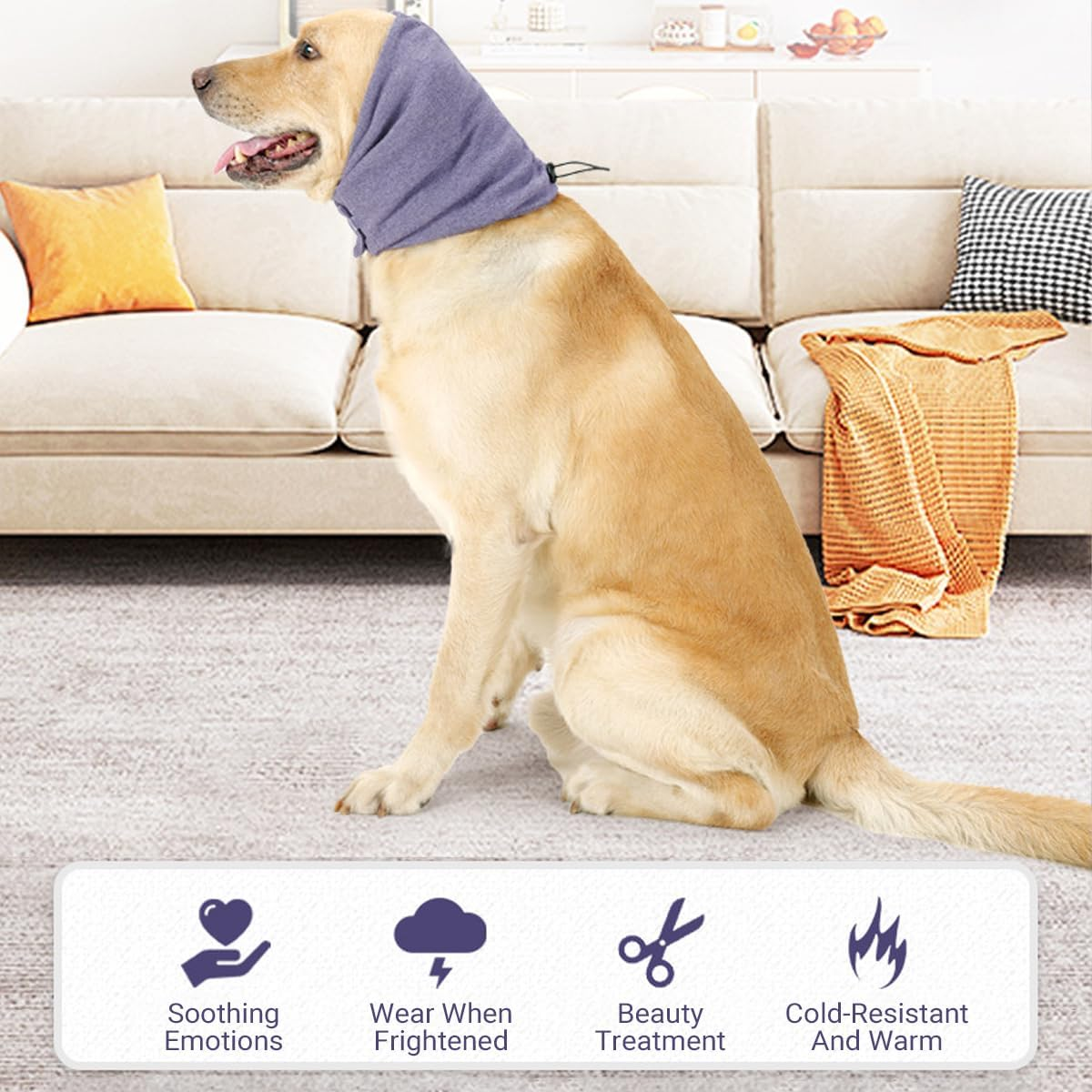 AIMALL Adjustable Dog Calming Headgear - Multifunctional Emotional Support Muff for Noise Reduction, Grooming & Sleeping - Warm, Comfortable Fabric - Sizes S to L (9.8-23.6 Inches) image number 2