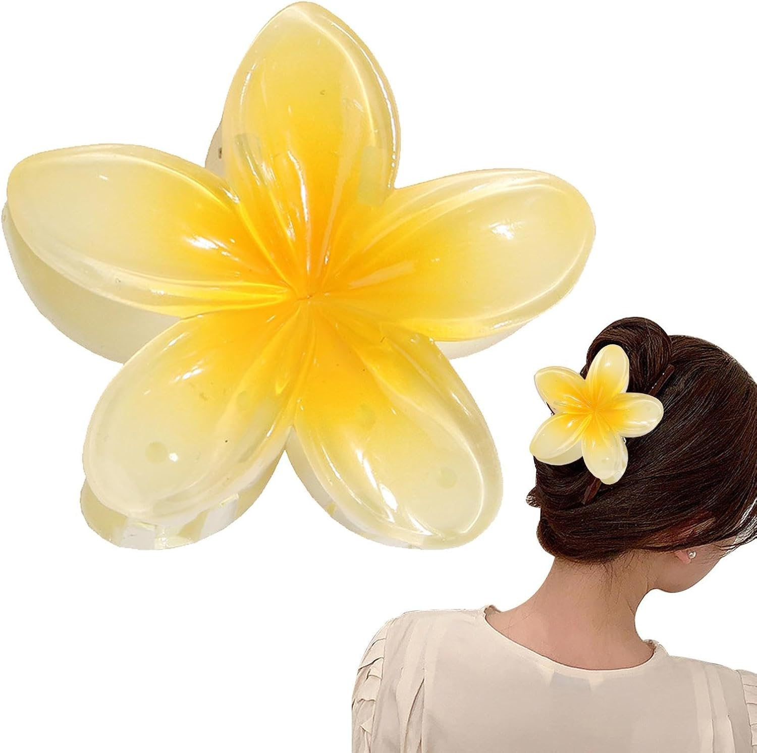 GEUGECY Flower Hair Claw Clips | Hawaiian Flower Hair Clip | Hawaiian Non Slip Hair Jaw Clip | Flower Claw Clips for Women Girls, Strong Hold Hawaiian Style image number 2