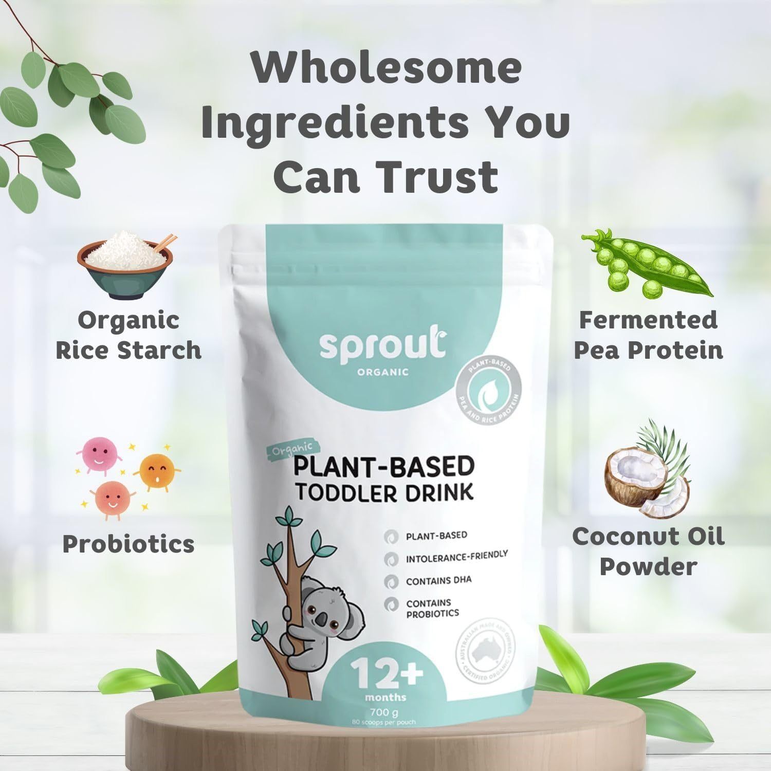 Sprout Organic Vegan Toddler Drink, Plant-Based Baby Food for 12 Months and Above, Baby Foods Enriched with Vitamins, Minerals and DHA, Dairy-Free, Lactose-Free, Soy-Free, 700G (Pouch) image number 5