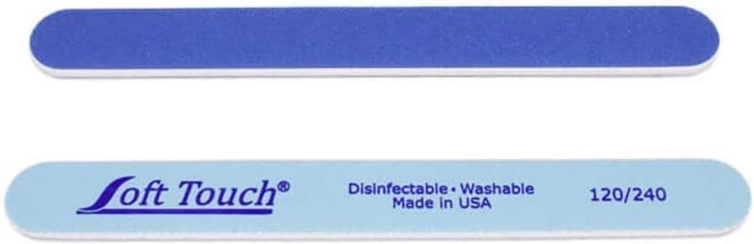 Soft Touch Nail File, Double Sided - 120/240 Grit, Light/Dark Blue, for Natural or Acrylic Nails, 7 Inch - 5 Piece