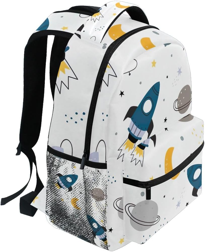 GAIGEO Black Space Rockets Planets Backpack School, Adjustable Straps 15L Boys Backpacks Ages 8-10 with Name Tag Easy Care, S image number 7