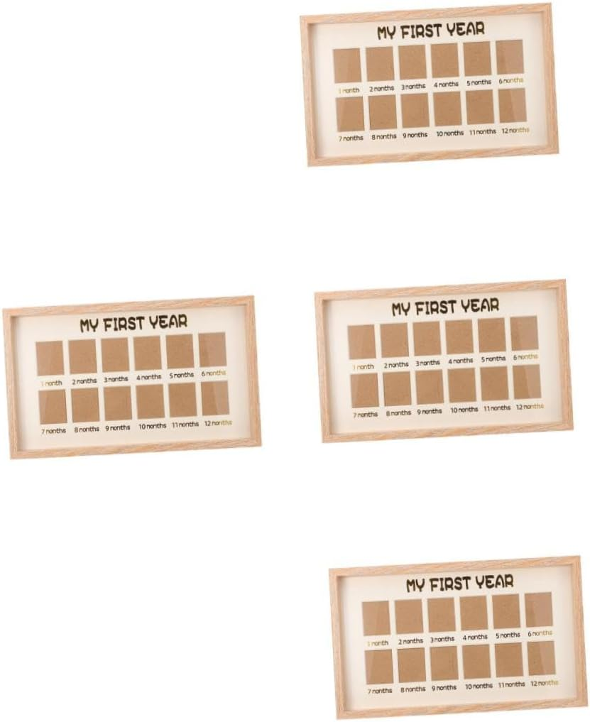 Yardwe 4Pcs Picture Frame Birthday First Year Photo Holder Keepsake Frame for Newborn Growth Commemorative Gift Safe Design image number 3