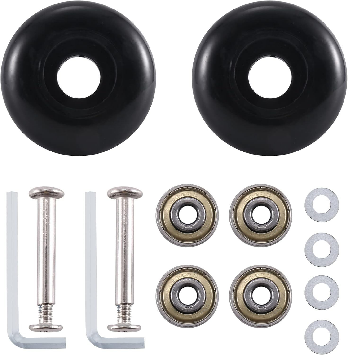 Tuperoymse 50 X 22 Mm Set of 2 Luggage Suitcase Replacement Wheels, PU Swivel Caster Wheels Carbon Steel Bearings Repair Kits image number 3