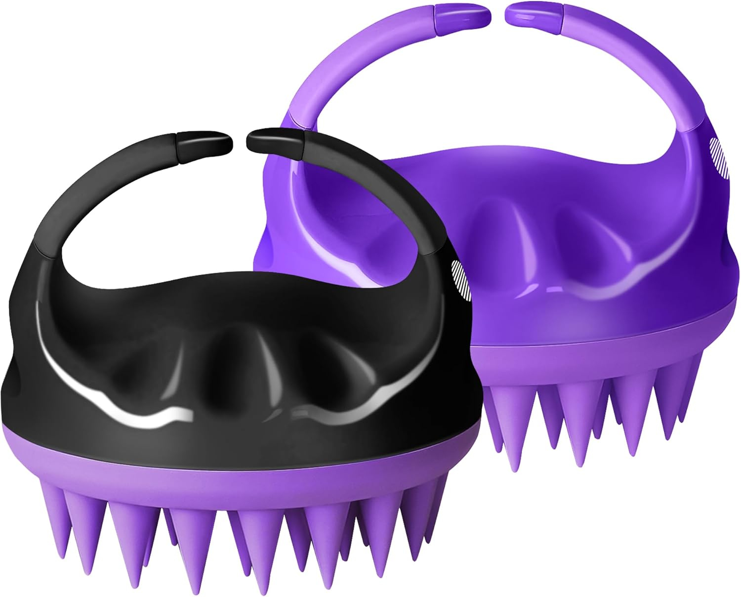 HEETA Scalp Massager with Soft Silicone Bristles - Removes Dandruff, Relieves Itching, Shampoo Brush for Hair Care & Scalp Relaxation (Black & Dark Purple) image number 4