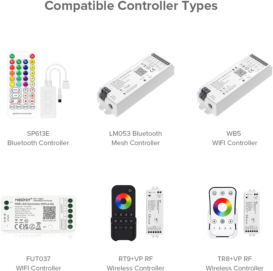 SEZO FCOB RGBW LED Strip RGBWW COB LED Strip Flexible RGB + Warm White (3000K) High Density Light Strip DC24V 5M 896Leds/M 16W/M Width 12Mm Multicoloured IP30 for Bedroom Kitchen DIY Home Decoration image number 6