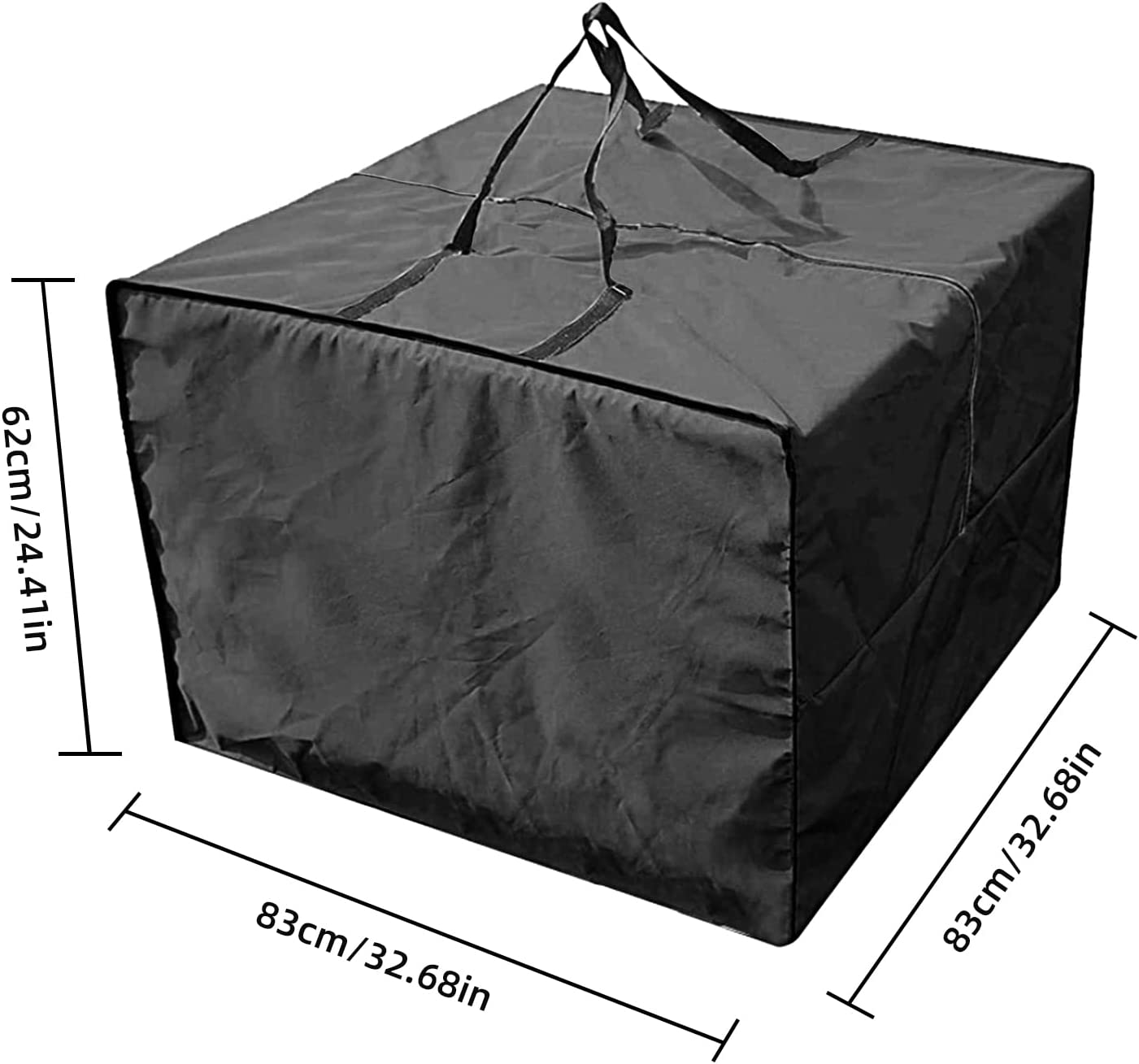 Garden Furniture Cushion Storage Bag Worthplanet Waterproof 210D Oxford Fabric 83 X 83 X 62Cm Furniture Seat Cushions Storage Bag with Handles Zippers and Carrying Bag for Cushions, Patio W200027 (Black)