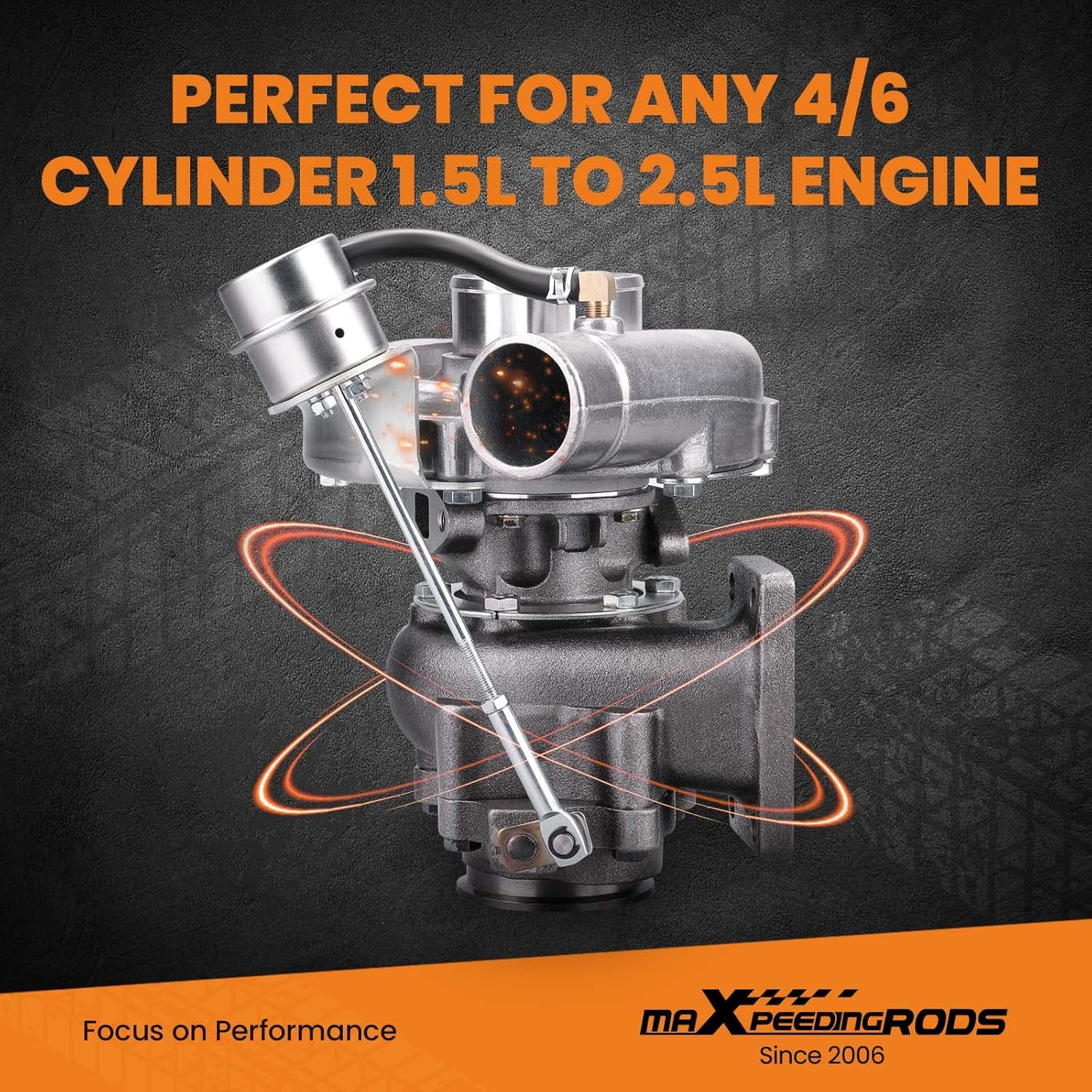 Maxpeedingrods Hybrid T3 T03 Universal Turbo Turbocharger for 4/6 Cylinder 1.5L-2.5L Engines Oil Cooled Turbine 0.63 A/R image number 6