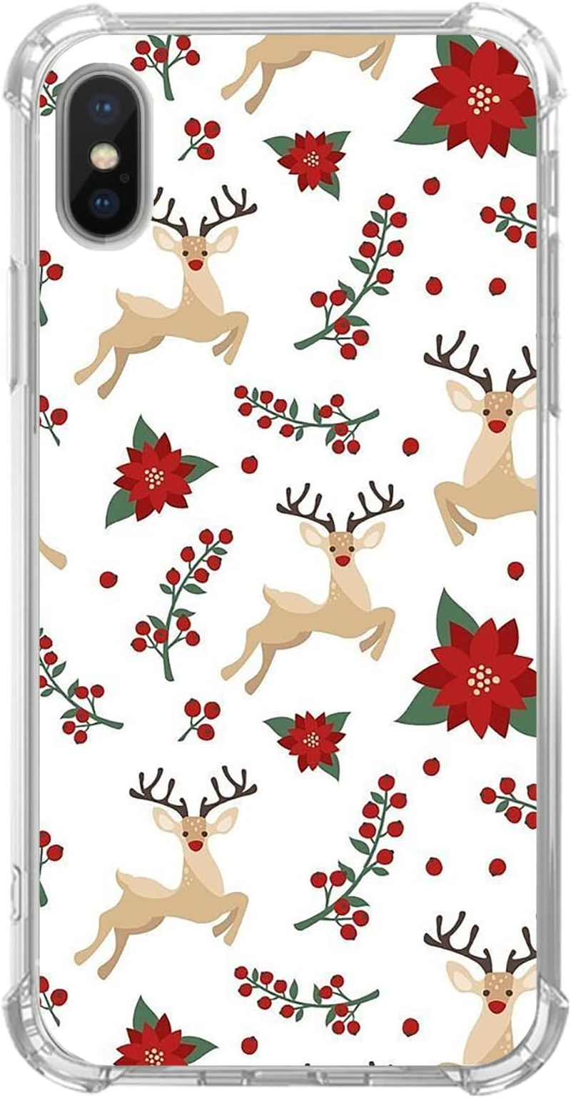 Retro Green Vintage Christmas Gnomes Case for Iphone Xs Max, Cute Cartoon Christmas Trees Snowflake Elements Pattern Case for Girls Boys Women Men, Trendy TPU Bumper Cover Case for Iphone Xs Max