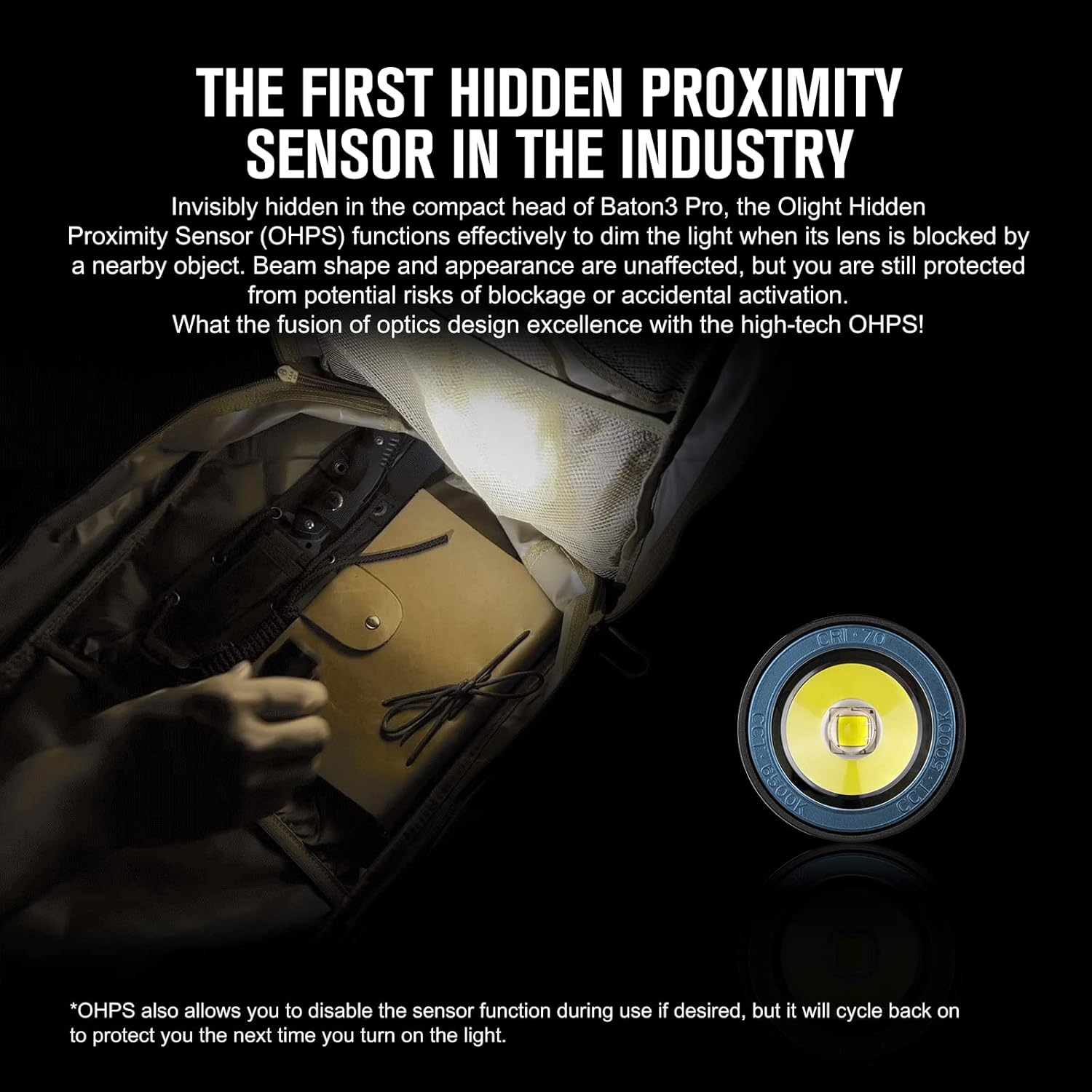 OLIGHT Baton3 Pro Maximum 1500 Lumens Rechargeable Handheld Pocket Led Waterproof Flashlight for Camping(Black, Cool White Light: 4000~5000K) image number 5