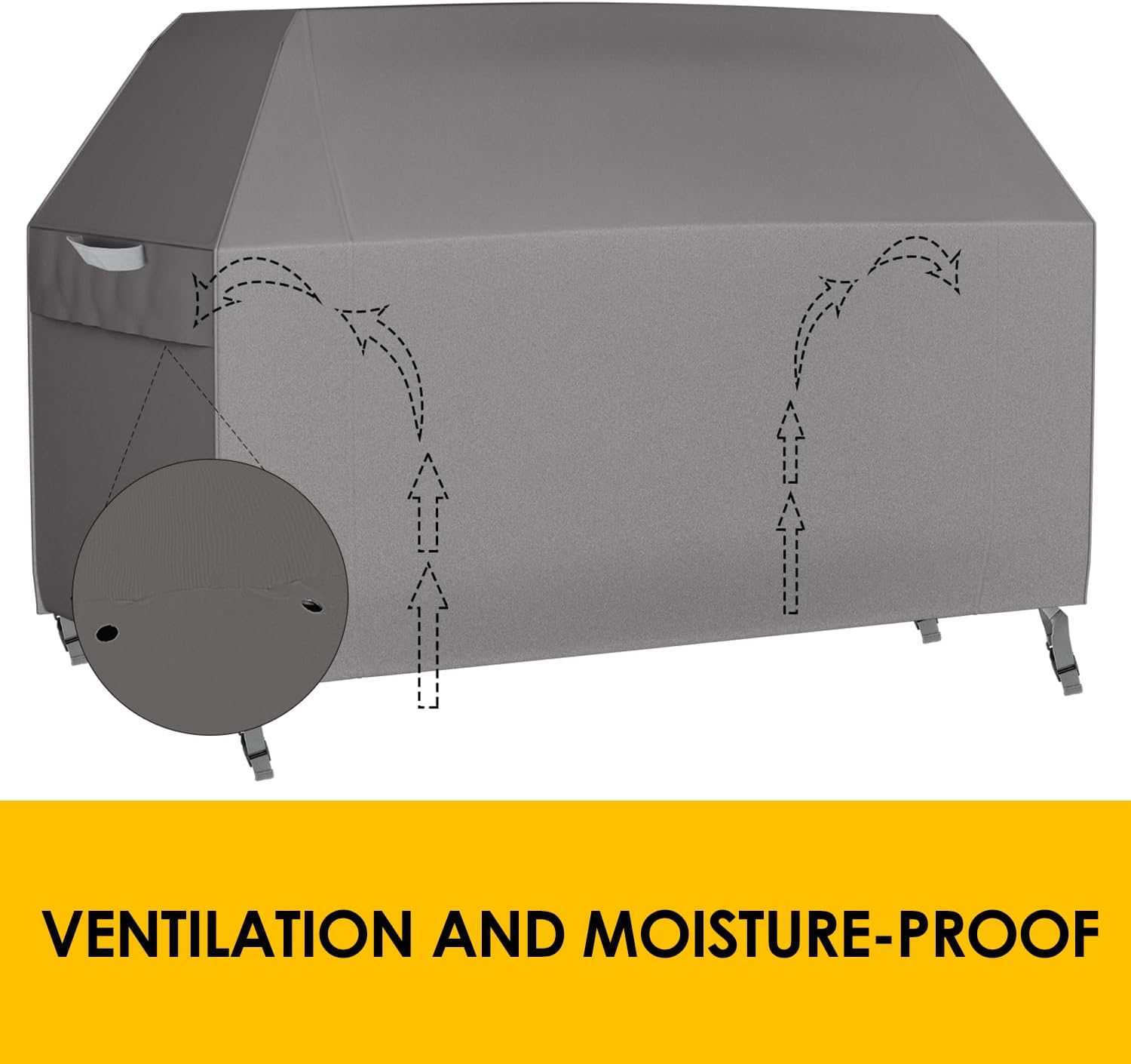 KOZYARD Premium BBQ Grill Cover Foldable Outdoor Waterproof Protector Heavy Dust-Proof Fading Resistant Cover UV Protection with Handles Air Vents 210D Polyester Oxford Fabric, 190 X 71 X 117Cm image number 3