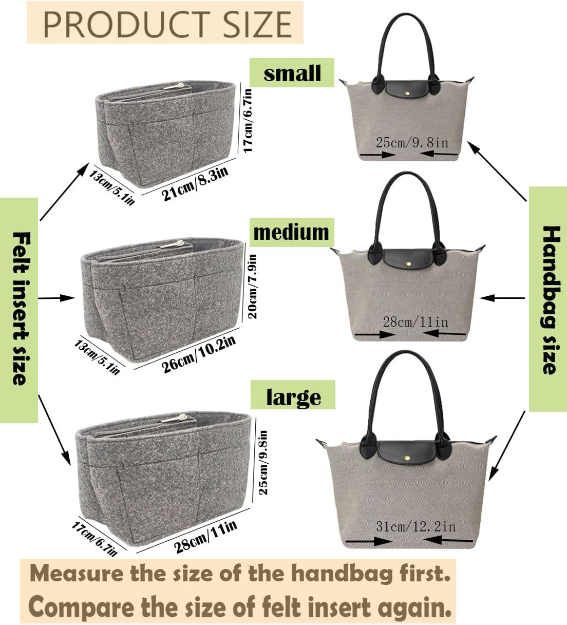 Lckaey Bag Organizer Insert for Longchamp Bag Organizer Purse Organizer Tote Large Handbag Organizer Inserts 1032Navy Blue-L