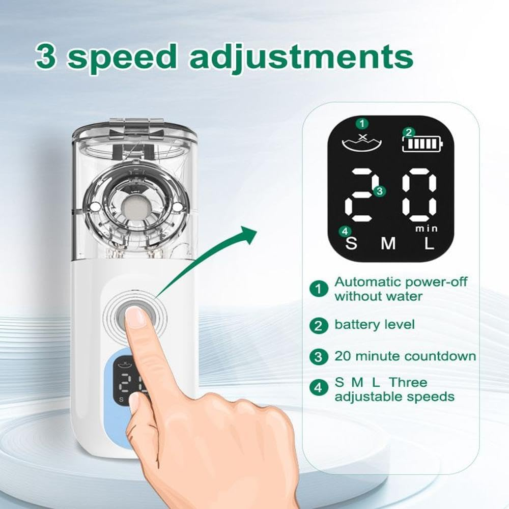 DLGNT Portable Nebulizer Device with LED Display & Auto-Cleaning &ndash; Compact Steam Inhaler for Adults & Kids &ndash; Quiet Mesh Mist Technology for Personal Use image number 4
