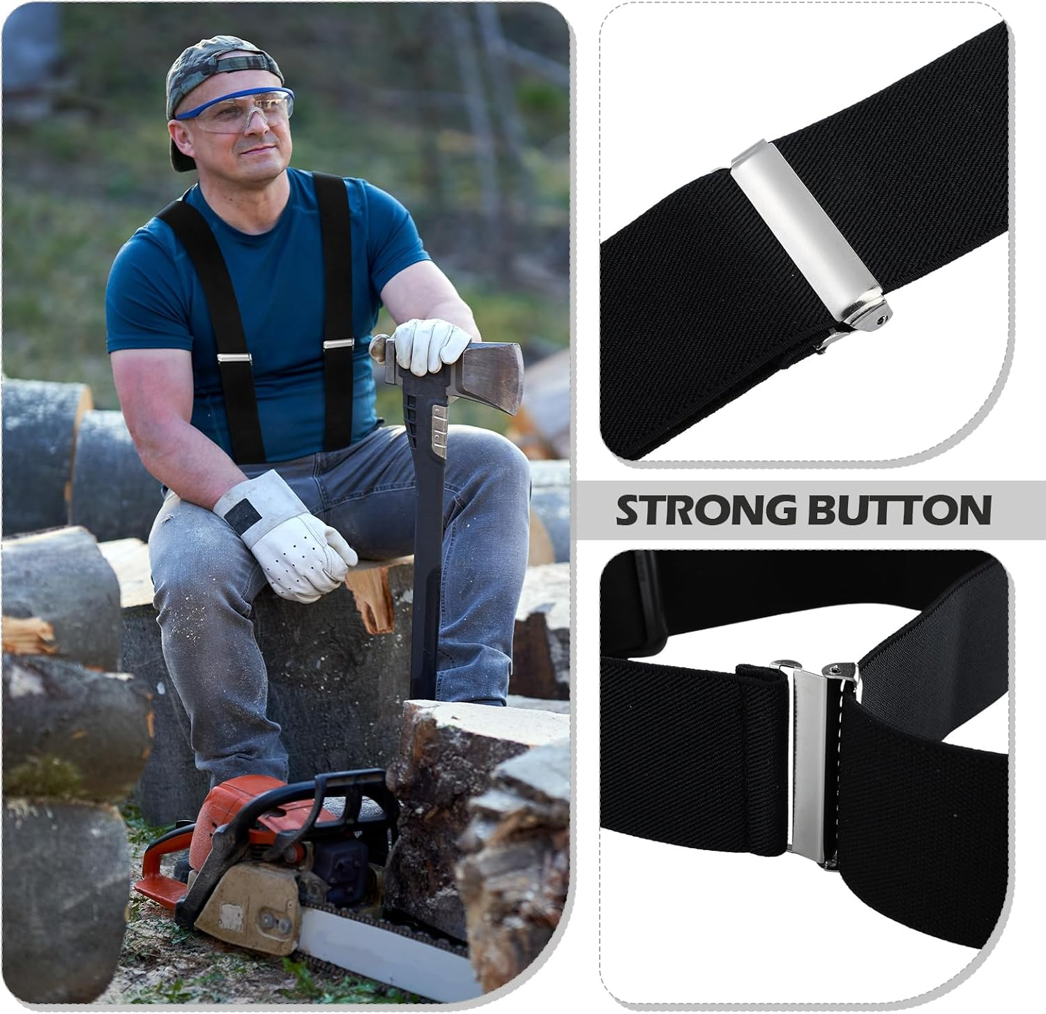 Chicingyou 2 Inches Wide Men'S Heavy Duty Suspender Hidden Work X Back Tool Adjustable Suspenders with Clips for Men under Clothes Shirt Jeans Pants image number 5