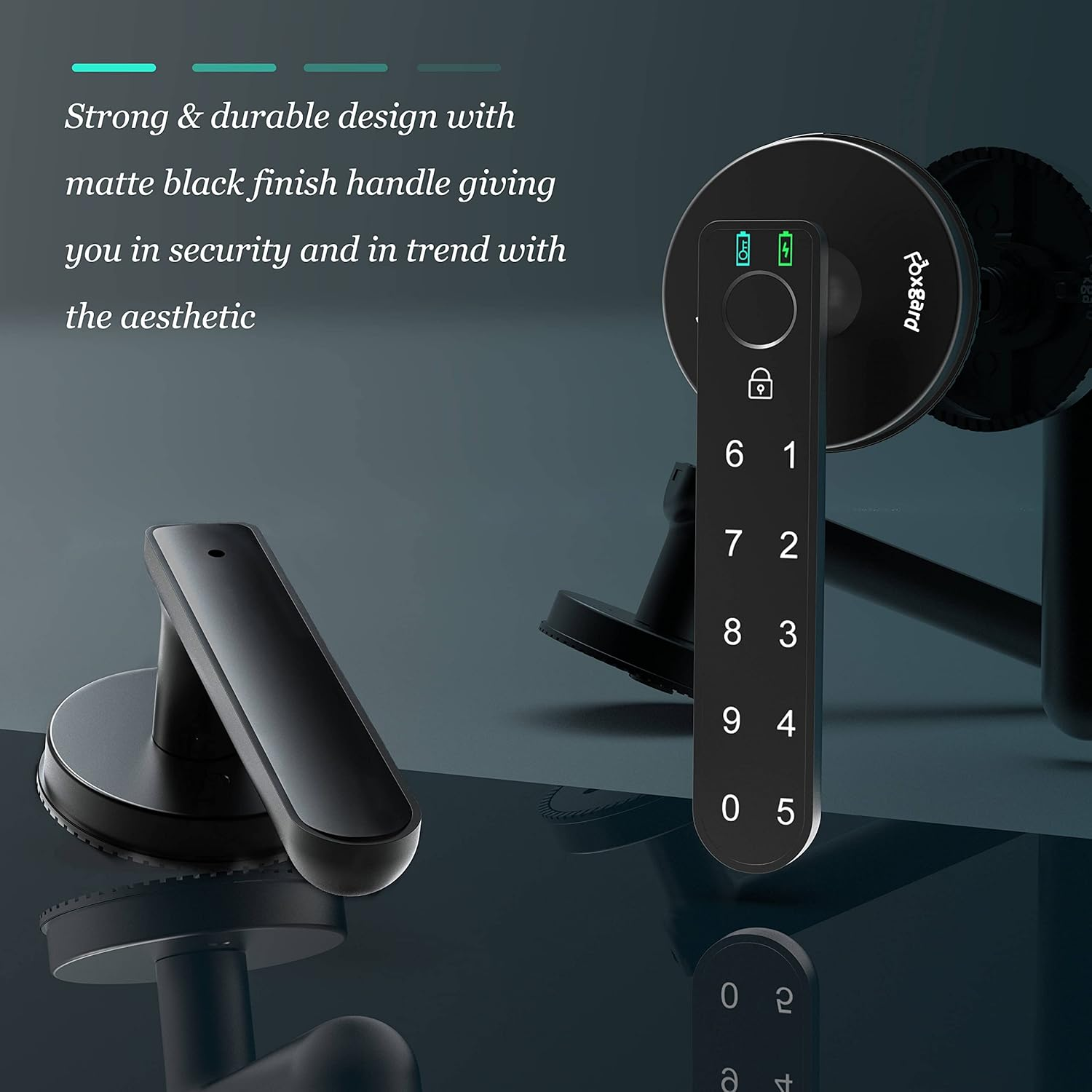 Foxgard Smart Fingerprint Door Lock, Biometric Door Lock, Electronic Door Knob with Keypad,Smart Door Knob with 100 Fingerprints, 50 Codes for Home,Bedroom, Office(Round) - Round Black image number 2