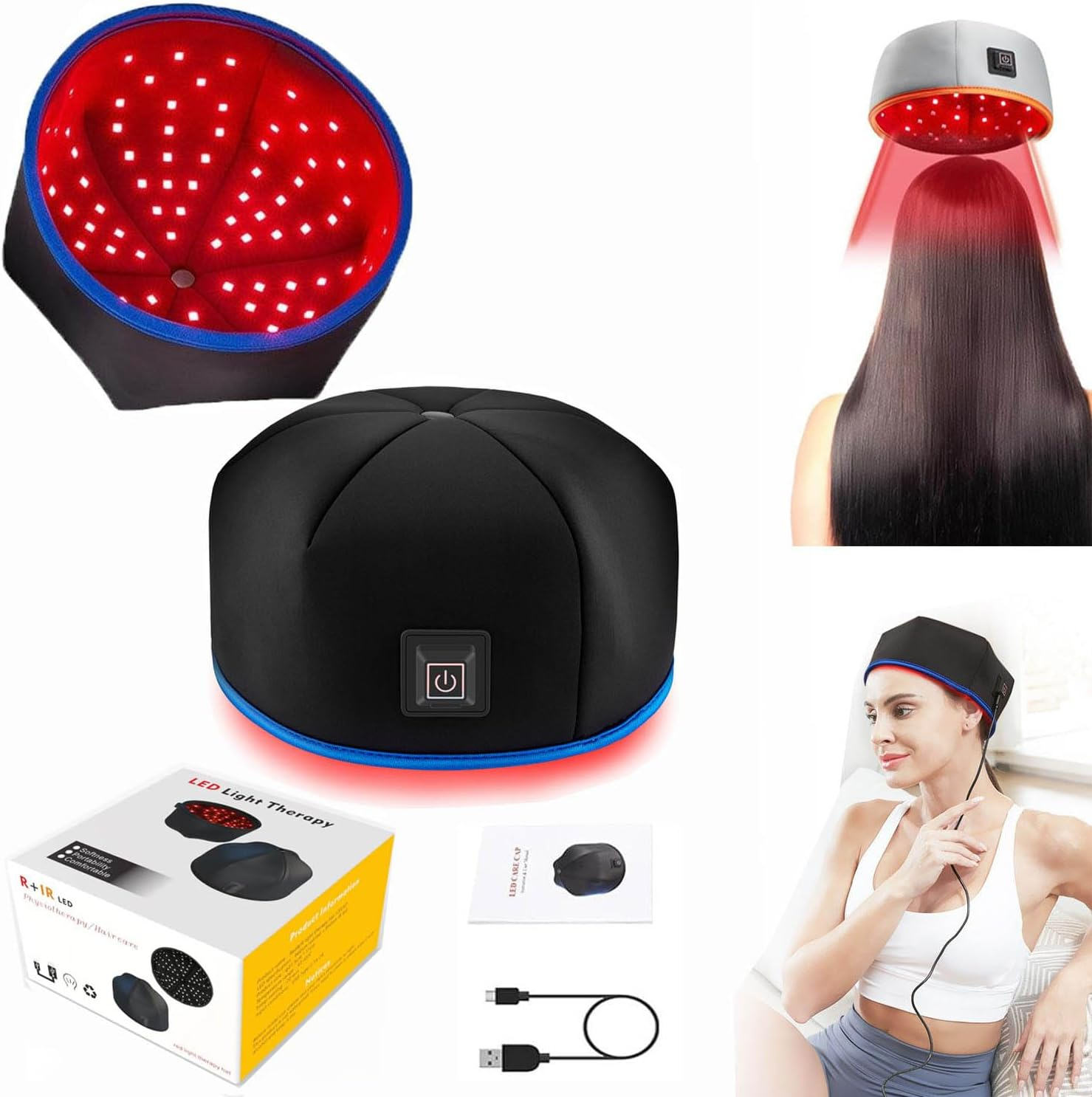 Red Light Therapy for Hair Growth,Red Light Hair Growth System,Fda Cleared for Hair Loss in Men & Women,Advanced Hair Regrowth System,Red Light Therapy Cap. (Black)