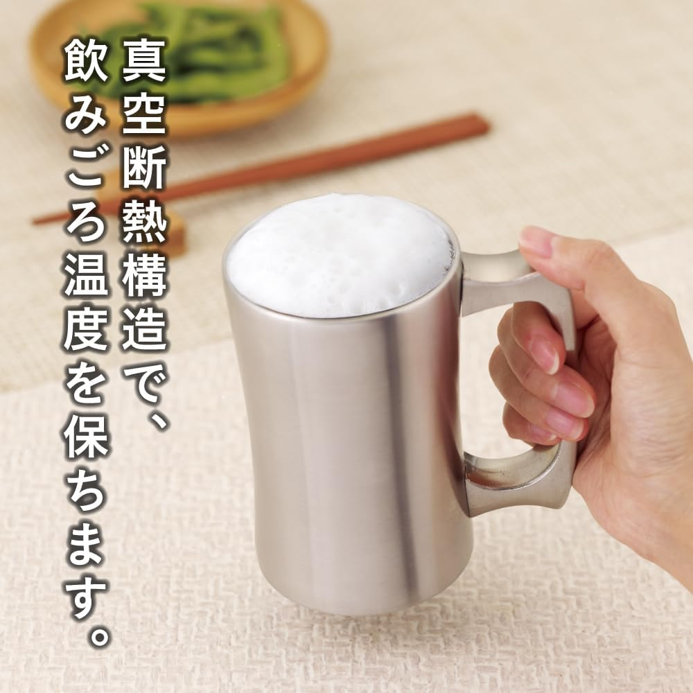 Doshisha Mega Mug, 33.8 Fl Oz (1,000 Ml), Dishwasher Safe, Hot and Cold Insulated, Vacuum Insulated, Beer Mug, Highball Mug, Silver image number 4