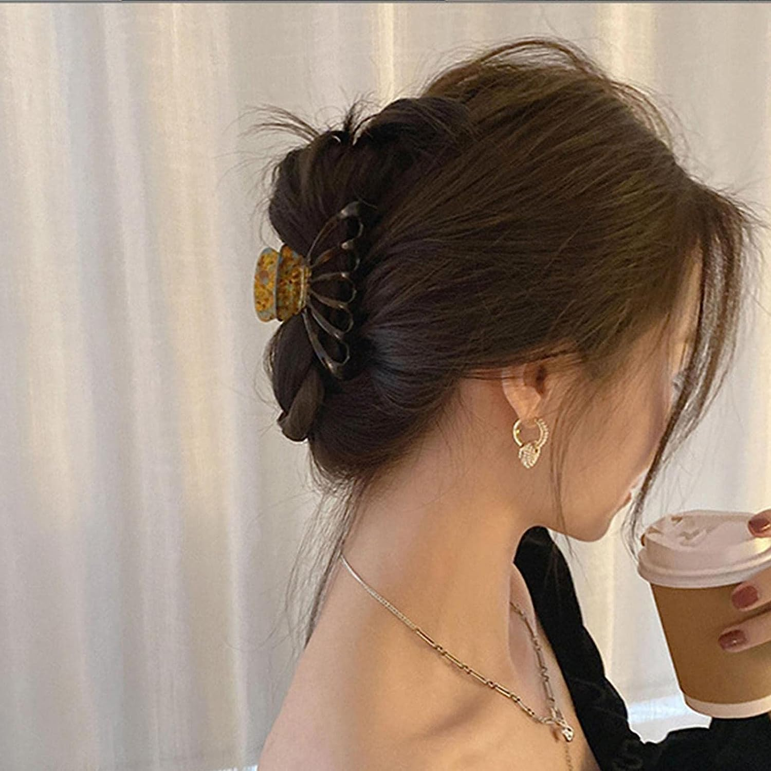 Large Hair Claw Clip for Women Thick Hair Tortoise Shell Cellulose Acetate Strong Claw Hair Hair Jaw Hold for Curly Long image number 5