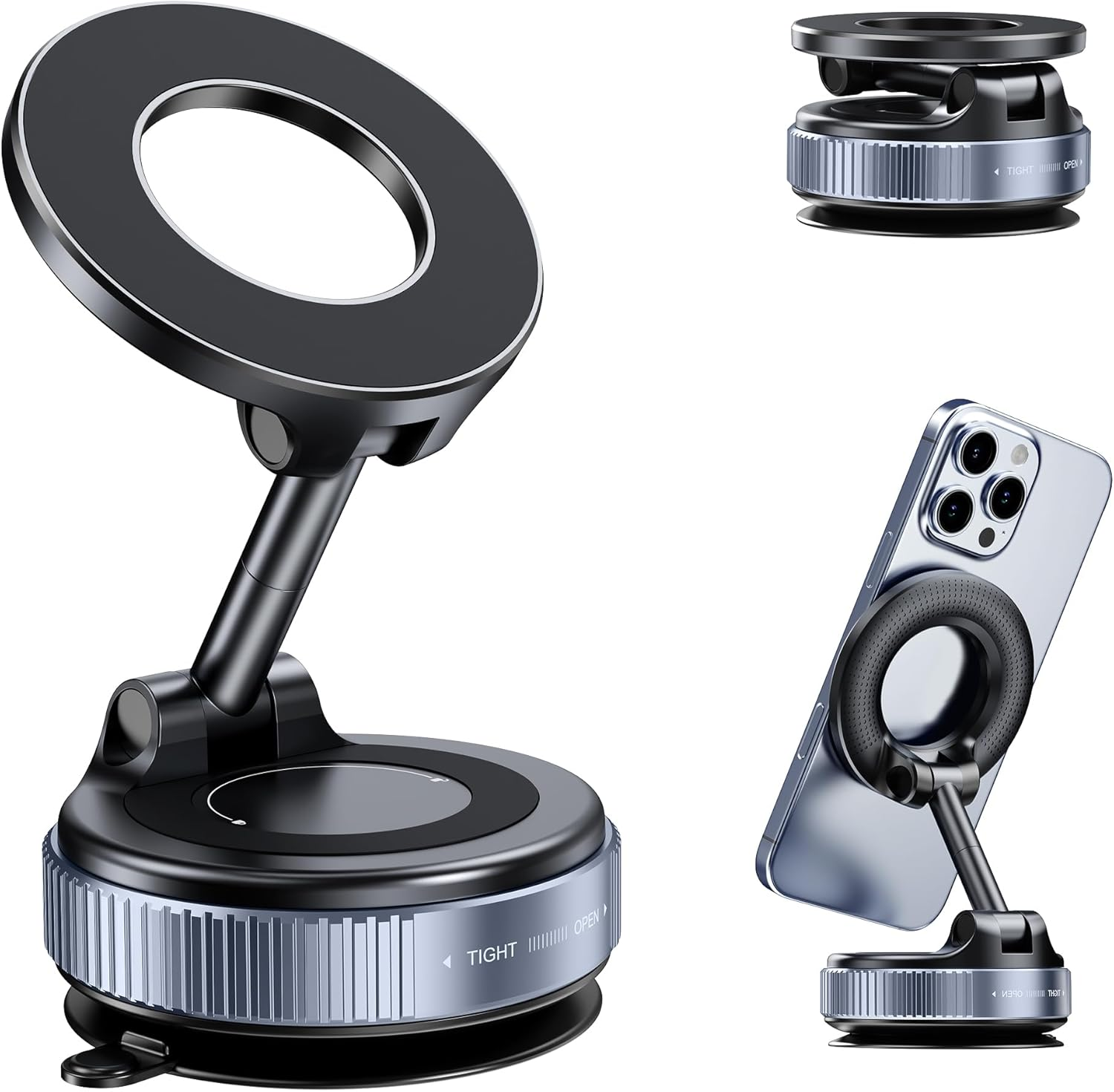 2025 Upgraded Vacuum Magnetic Phone Holder Stand,Strong Suction & Magnet Car Phone Mount,360&deg; Swivel Lock for Car/Gym/Mirror,Compatible with Iphone 17 Pro Max/Android/Most Phones image number 1