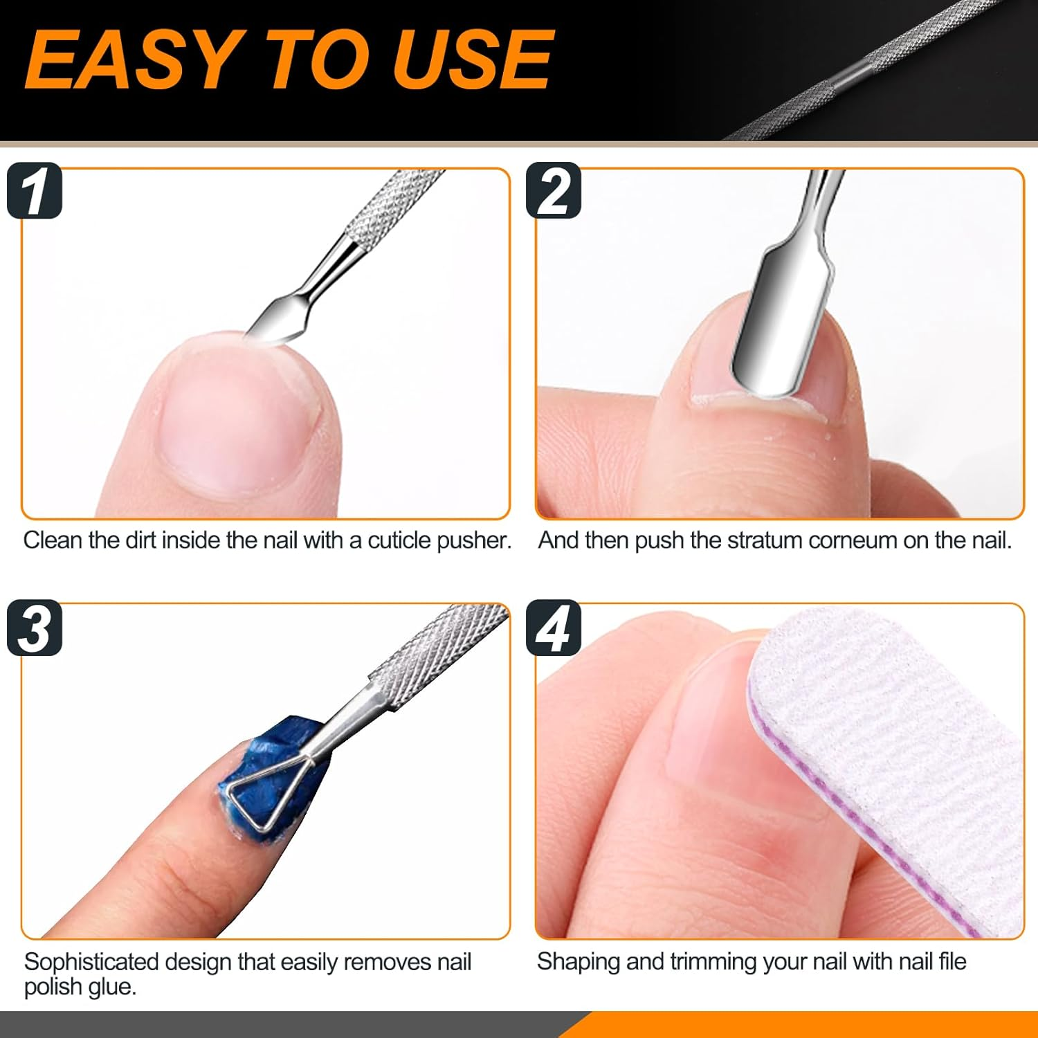 Rustark 7Pcs Gel Nail Remover Tools Kit Includes Pink Nail Soaking Bowl, Cuticle Pusher, Scraper, Nail Files, Buffer Block, Nail Dust Brush, Soak off Gel Nail Bowl Polish Dip Powder Remover Kit - Blue - Nail Bowl Kit image number 6