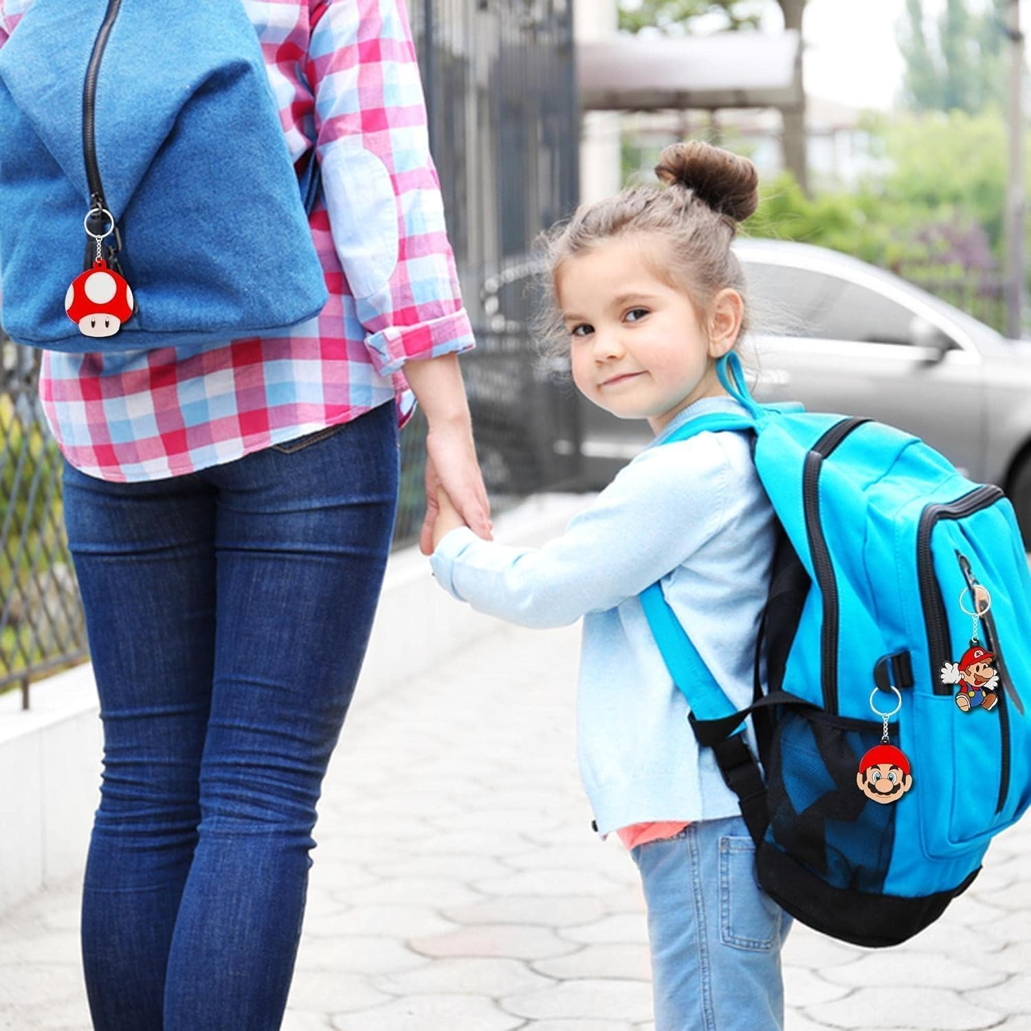 Kids Party Favors Set , 24Pcs Cartoon Keychains and 100Pcs Stickers, Birthday Party Supplies Game Prizes Gift for Kids Boys and Girls image number 4