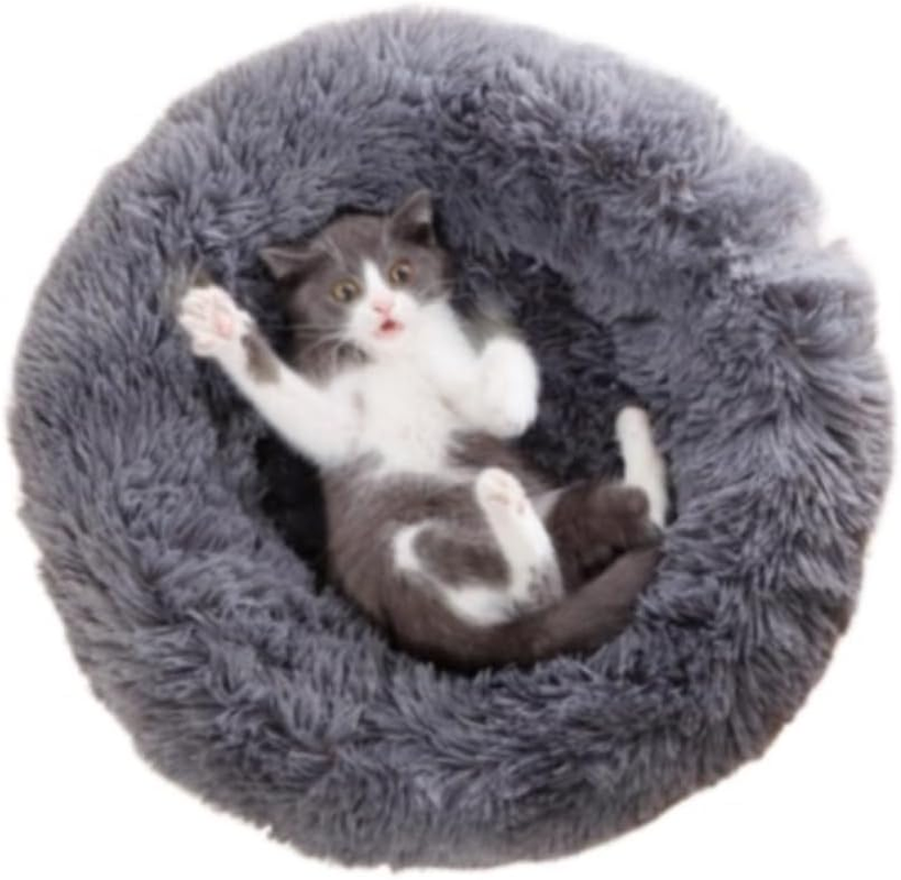 Dog Bed Cat House Pet House Pet Bed Calming Dog Cat Bed for Small Medium Large Dogs Pets Anti-Anxiety round Donut Plush Fluffy Washable Dog House Cat Bed Pet Nest (Color : C, Size : 50 * 50Cm)