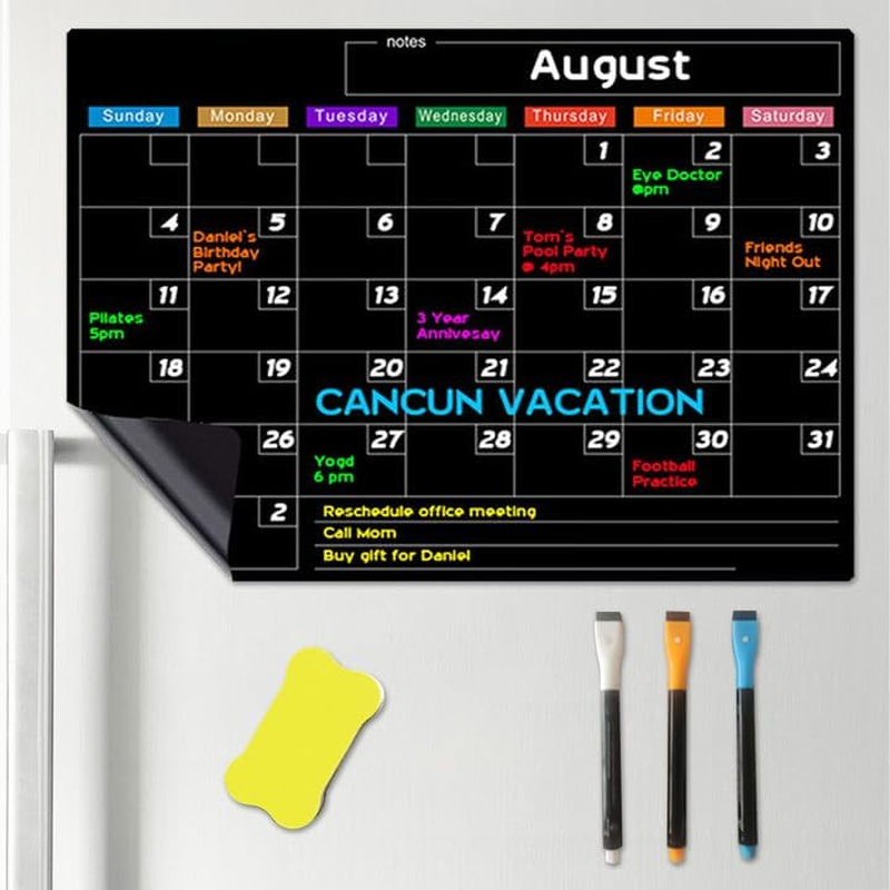 Yakiter Magnetic Fridge Calendar, Monthly Refrigerator Planner, Reusable Calendar with Dry Erase Board and 3 Markers, Kitchen Whiteboard (Monthly) image number 4