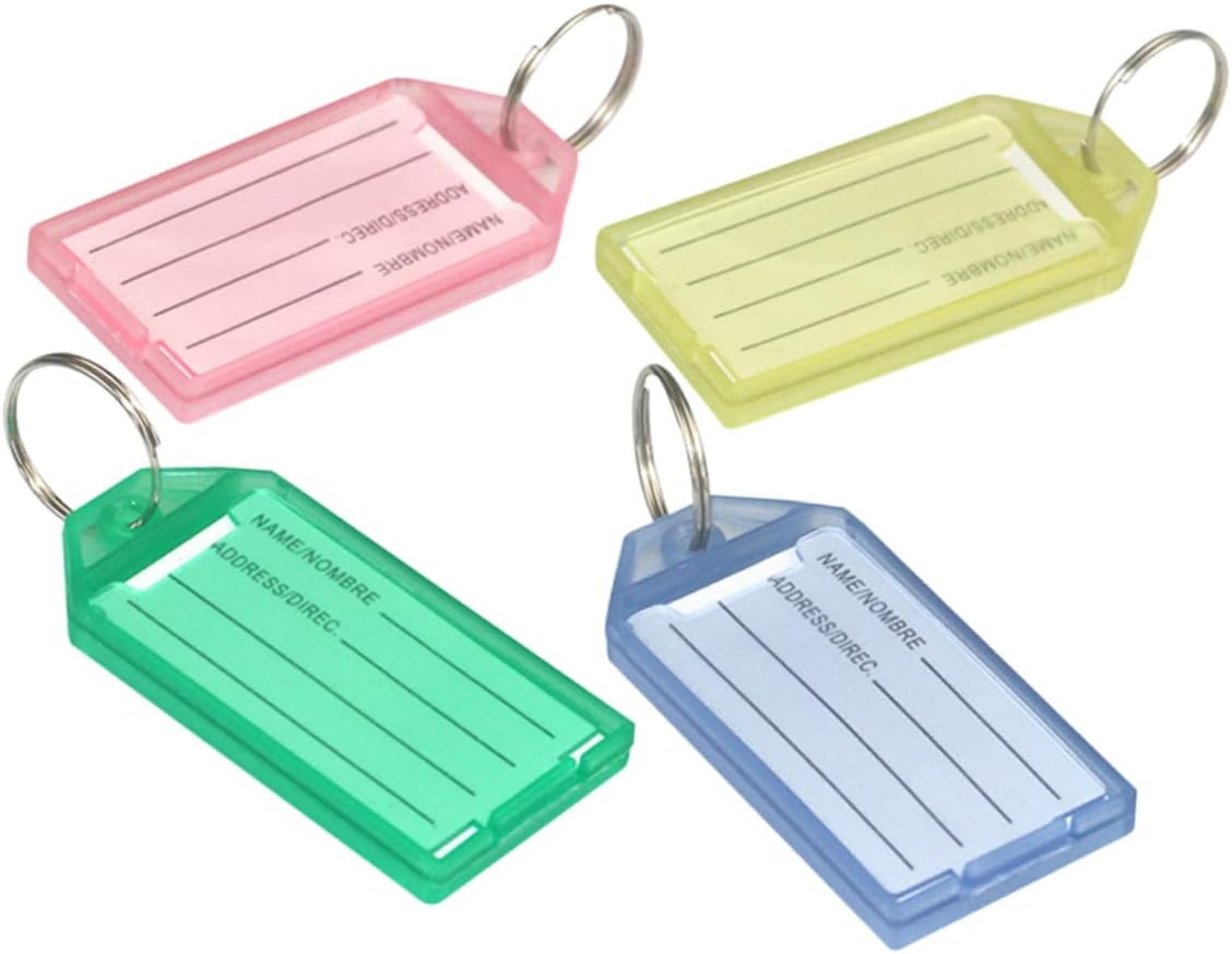 GRIRIW 40Pcs Luggage Label Keychain Plastic Key Tags Id Labels Hotel Luggage Tags image number 3