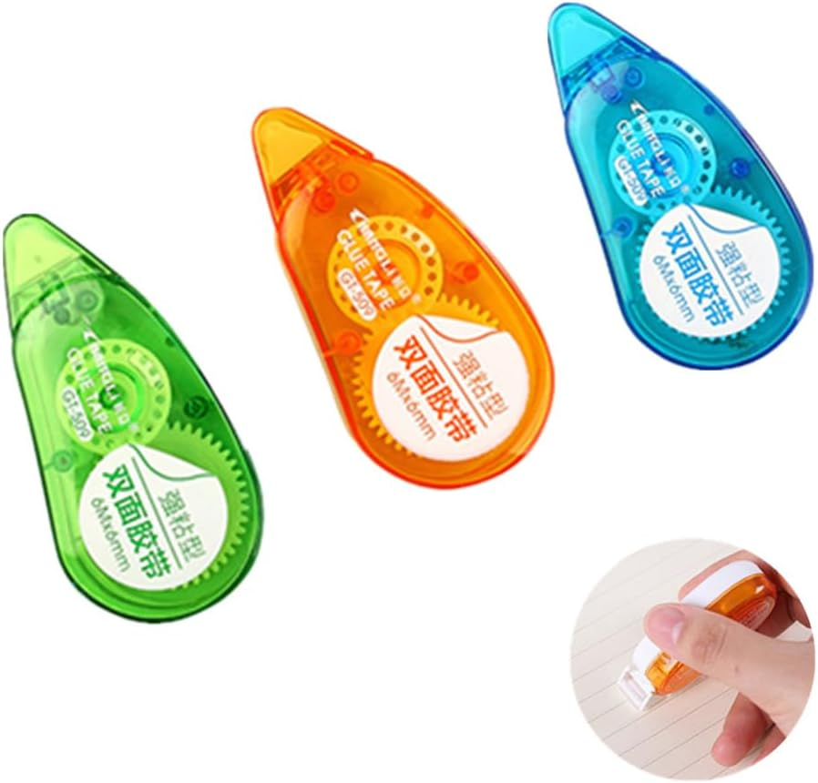 Double Sided Tape Roller, Granmagazz 3 Pack Glue Tape Roller, Scrapbooking Tape, Permanent Adhesive Tape Dispenser Runner for Crafts and Arts Projects, Photo-Safe (6Mm X 6M) image number 1