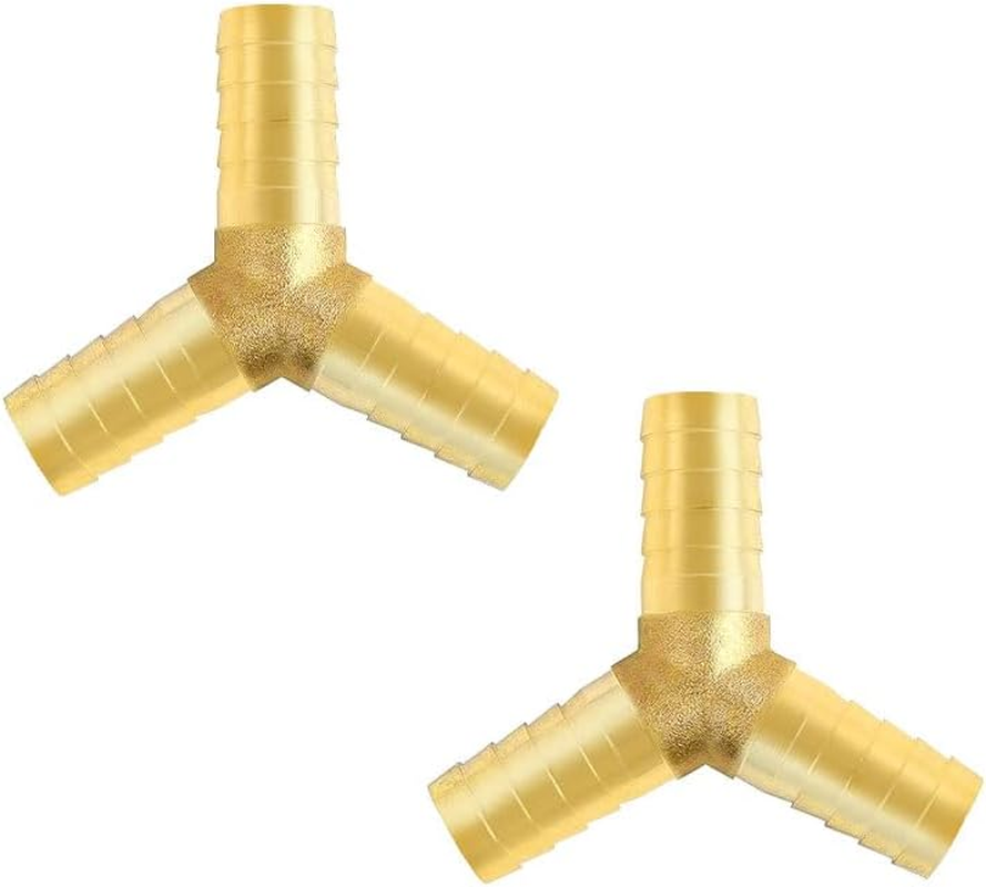 2Pcs 12Mm Brass Barbed Connector 3-Way Y-Shaped - Heavy Duty Fuel/Hose Splitter, Universal Gas/Water/Oil Fittings for Garden/Irrigation/Boiler Systems image number 1