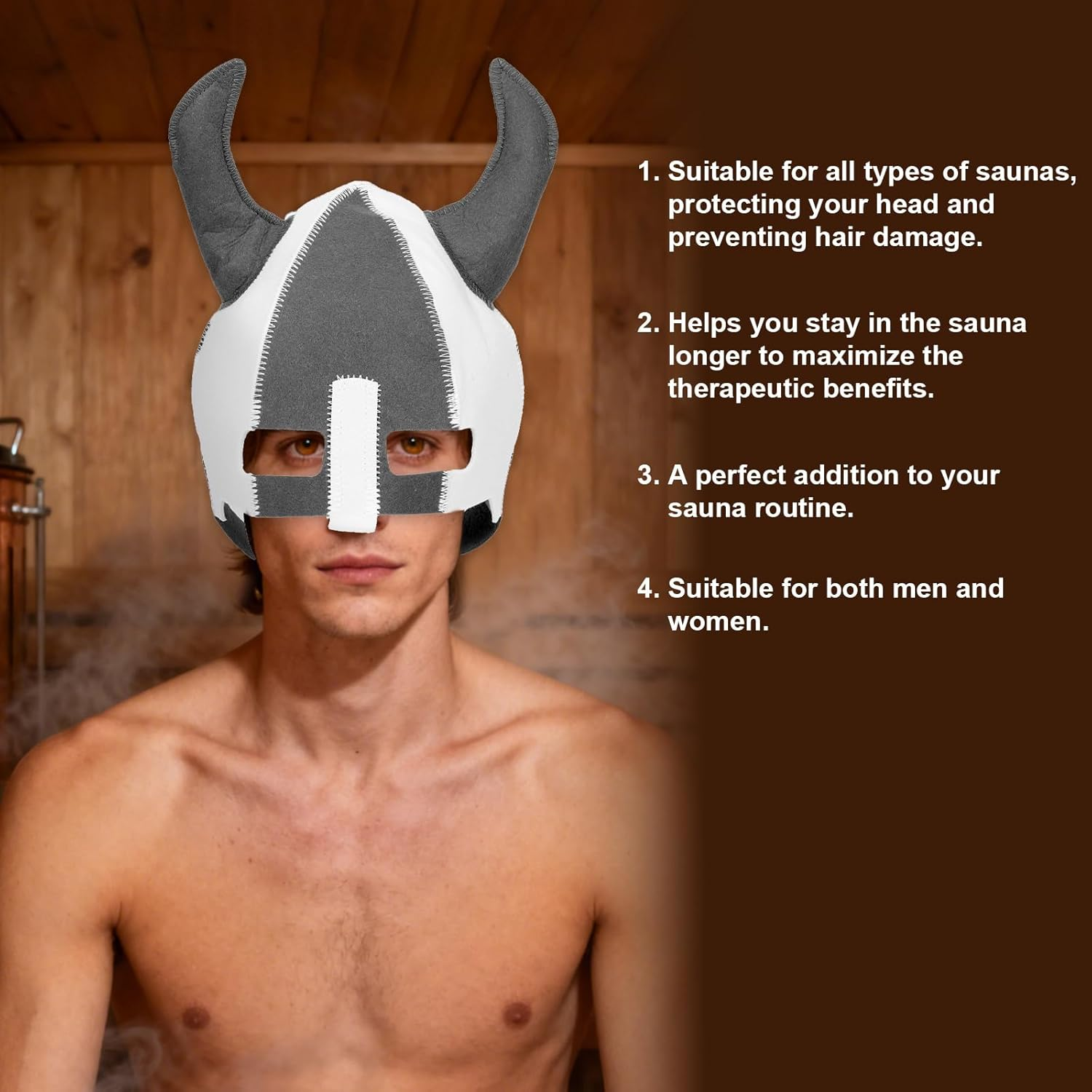 Sauna Hat, Handmade Sauna Cap Natural Wool Viking Saunas Hat Bath Accessories for Women Men Gifts Spa Bathhouse Steam Room Banya Heat Protection image number 3