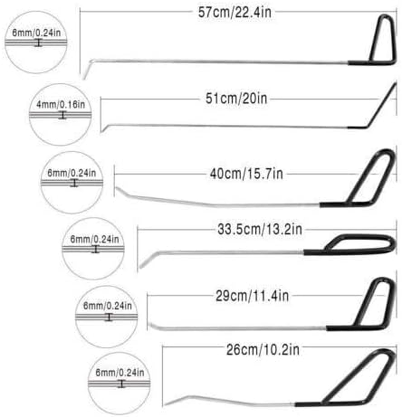 16PCS PDR Rods Tools Car Auto Paintless Dent Repair Pen Removal Puller Kit image number 6