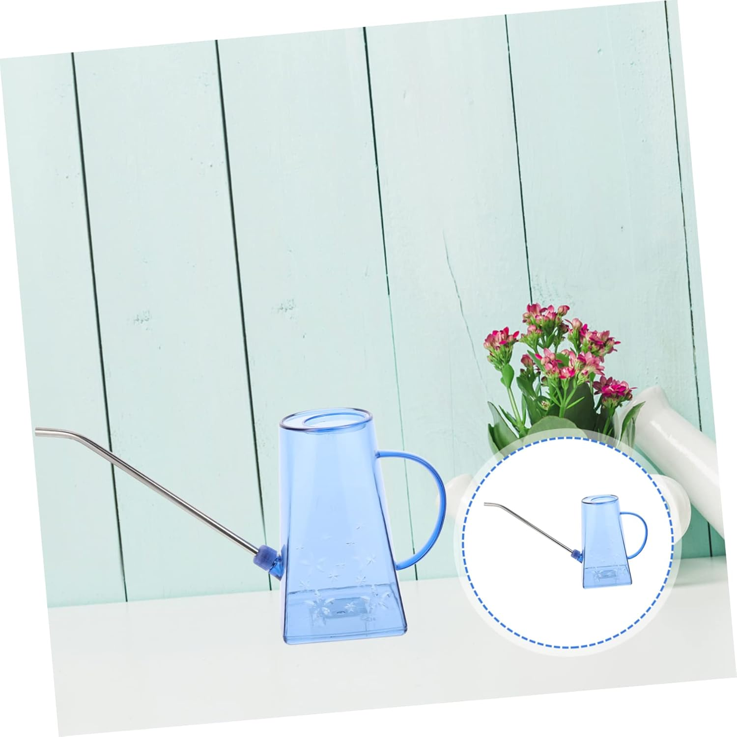 Watering Can Long Spout Blue Stainless Steel Household Gardening Supplies for Indoor and Outdoor Plants image number 3