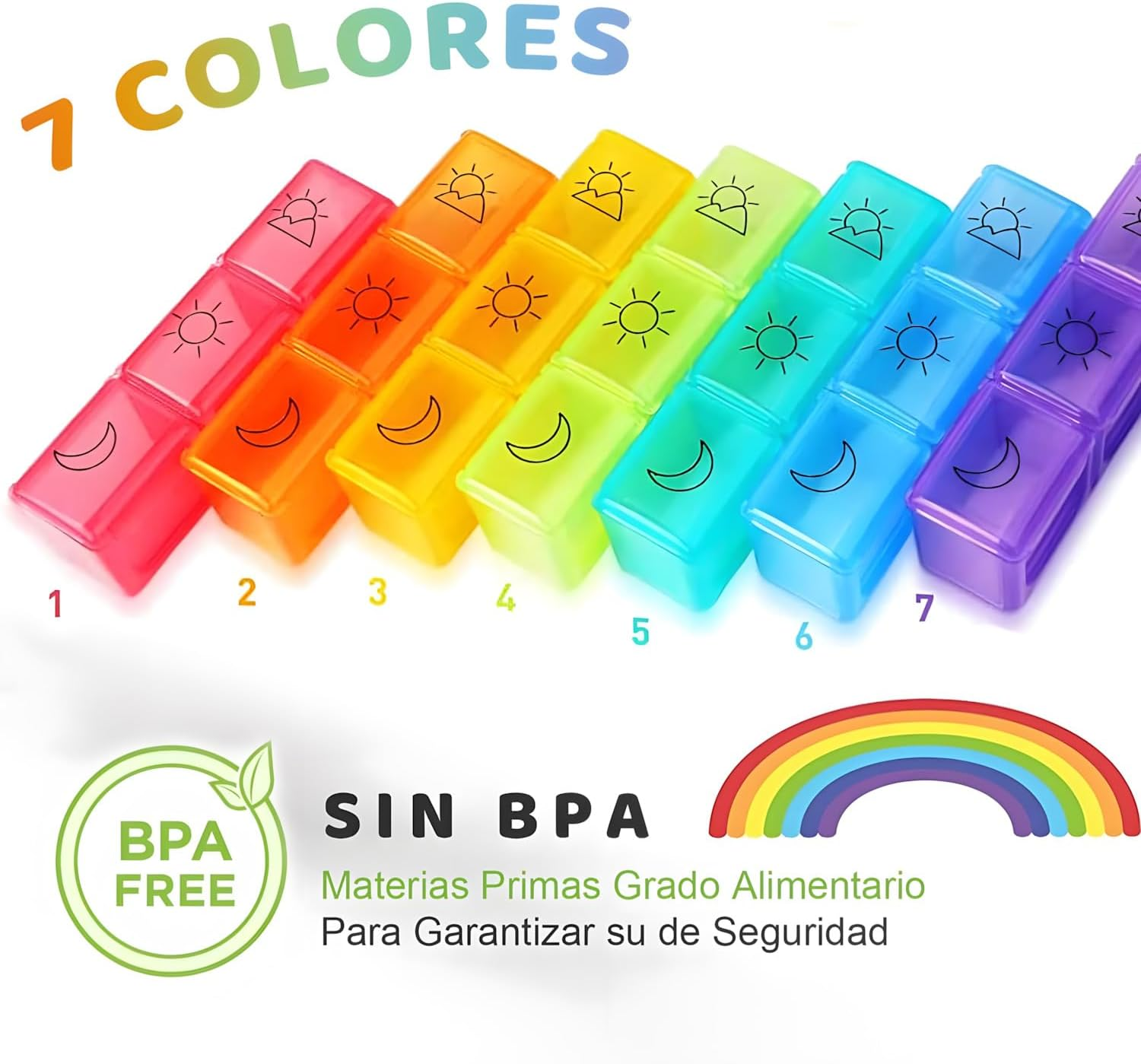 Sundonix 7-Day & 3-Times Pill Organiser - 3 Compartment Medicine Dispenser - Portable, Spill Proof, Bpa-Free image number 4