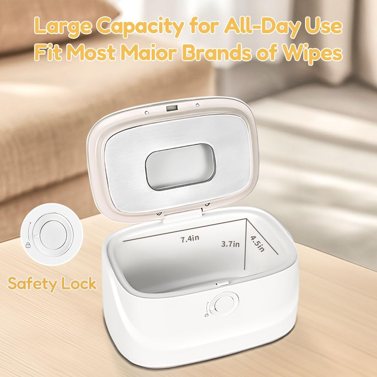 Baby Wipe Warmer with Pop-Up Holder,Easily Dispenses,Wipes Dispenser for Vehicle and Home Use,Has a Light Function for Those Late Night Diaper Changes,Newborn Essentials image number 6