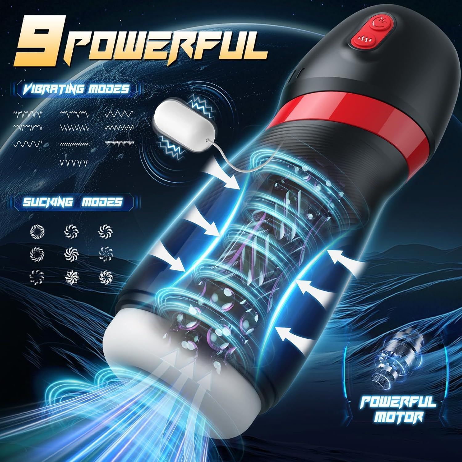 Automatic Masturbator, Sucking Masturbators Penis Pump with 9 Suction & 10 Vibrating & Heating Mens Male Sex Toys, Hands Free Pocket Pussy Male Stroker, Adult Sex Toys for Men Penis Pumps (APP Black) image number 2