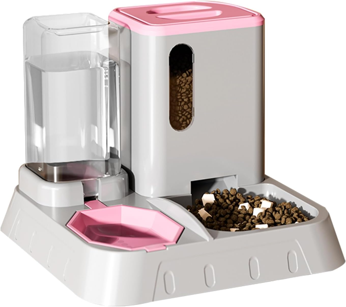 Automatic Pet Feeder 2-In-1 Food and Water Dispenser &ndash; Gravity Feeder for Cats & Dogs,With 2.2L Grain Storage Bucket and 1.3L Water Tank, Suitable for Holding Various Types of Dry Food (Pink) image number 6