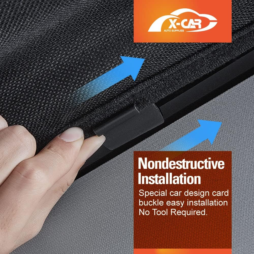 X-CAR 2In1 Glass Roof Sun Shades UV Protection Sunroof Mesh Top for Tesla Model Y 2022-2025 Window Blind Crystal Black - Crystal White image number 5