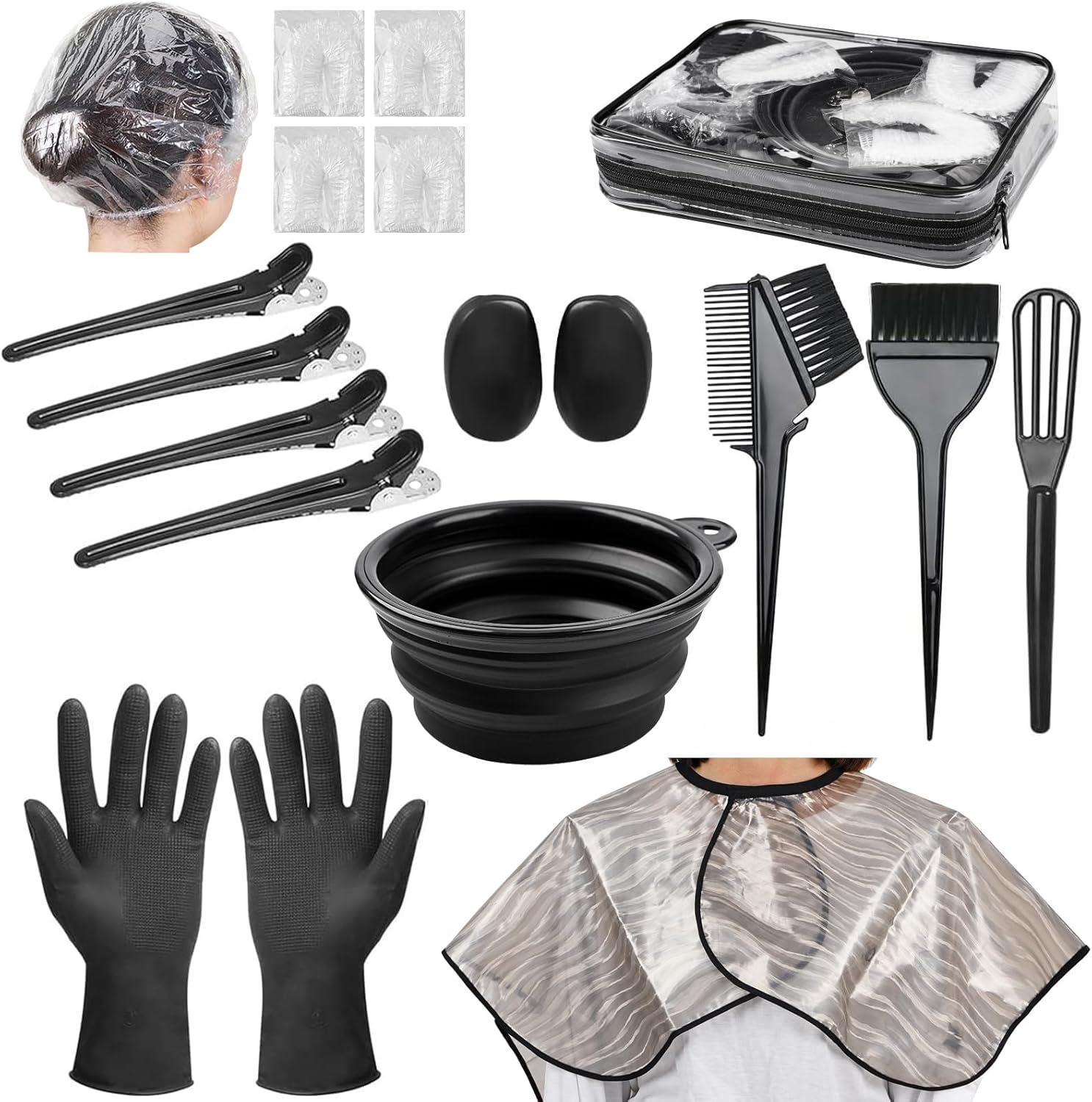 Xarchy 19 Pcs Professional Hair Bleach Kit Hair Coloring Products with Hair Dye Brush, Hair Color Bowl, Hairclips, Applicator, Earmuffs for Hair Highlighting and Hair Coloring at Home image number 1
