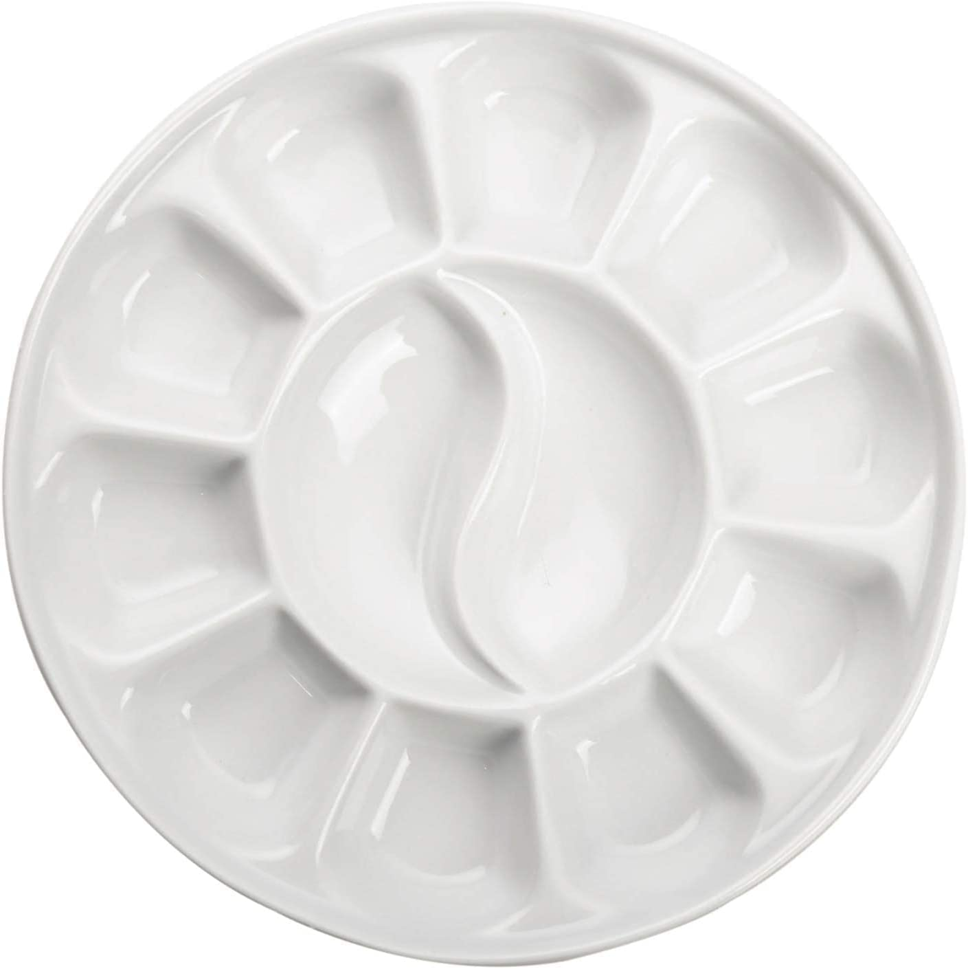 MEEDEN 12 Well round Porcelain Artist Paint Palette for Watercolor Gouache Acrylic Oil Painting, 7-Inch image number 3