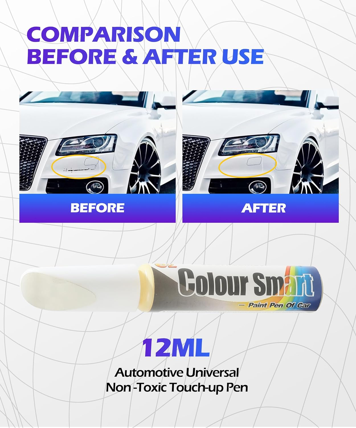 Touch up Paint Pen,Car Paint Pen,Car Paint Scratch Repair,Car Accessories Car Scratch Remover Pen,Car Touch up Paint,Car Paint Scratch Repair,Paint Pen for Cars Paint Scratch Repair (White) image number 4