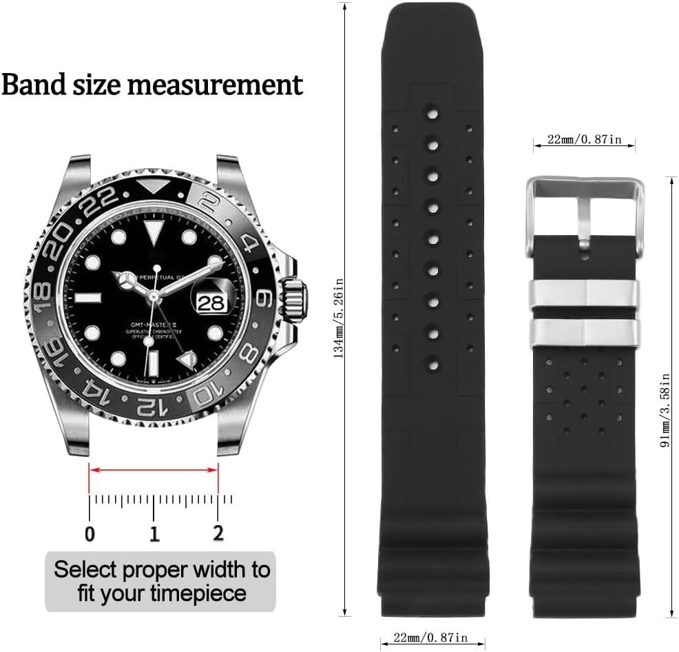 XBHSW 22Mm Silicone Watch Band Compatible with Citizen Eco Diver Smartwatch Interchangeable Strap Watch Bracelet image number 5