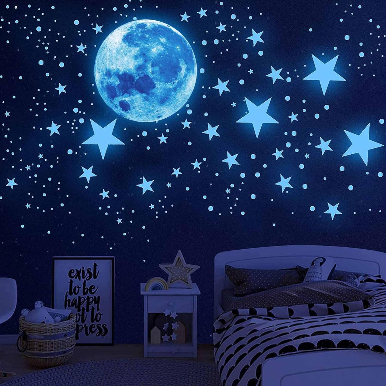 1078Pcs Glow in the Dark Stars for Ceiling Glowing Space and Moon Decals Universe Stickers Kids Wall Decor Perfect for Boys Girls Nursery Bedroom Living Room image number 3