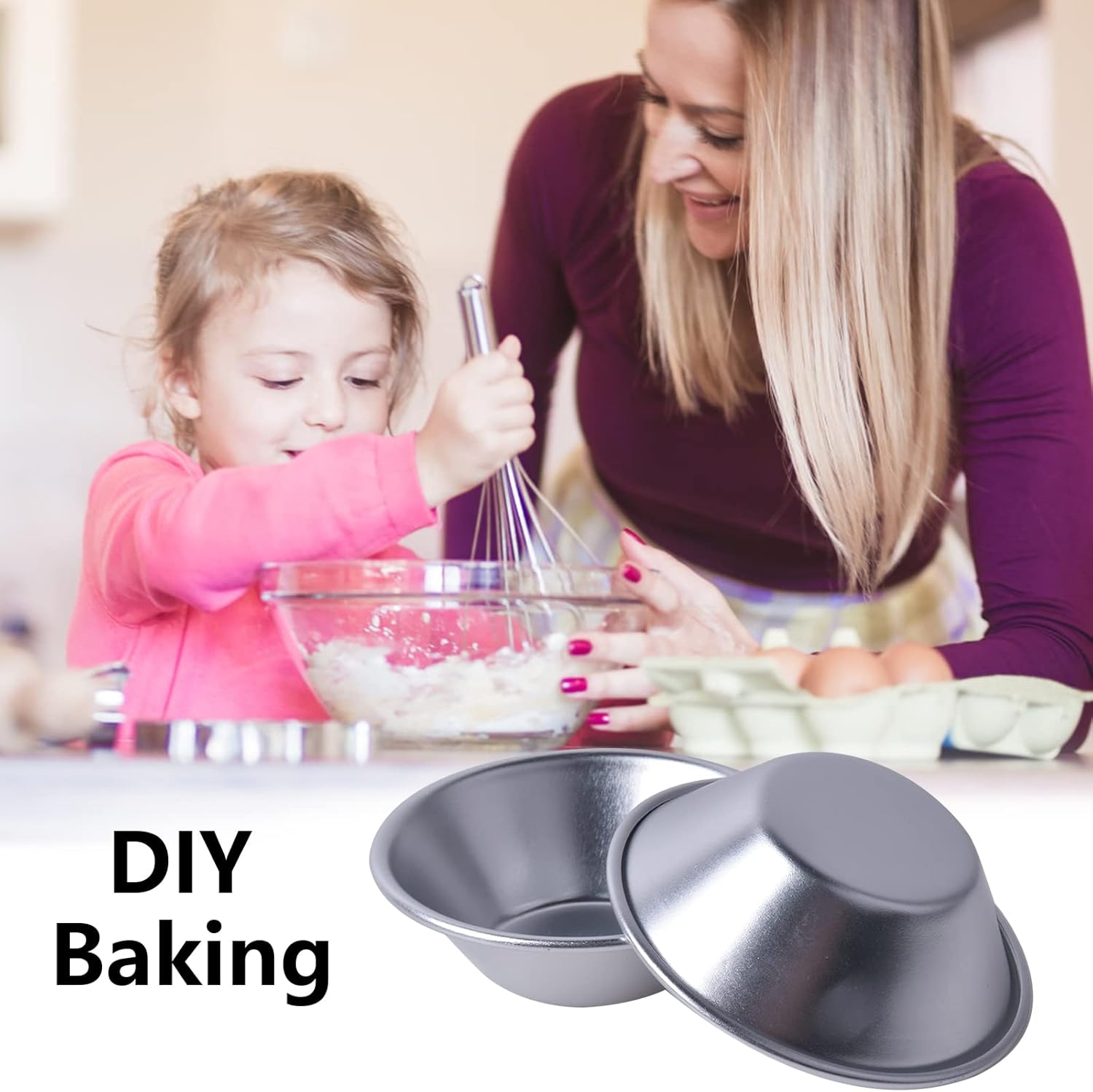 10 Pieces Aluminum Egg Tart Molds, Individual round Pie Tins, Thicker Cake Cup Egg Tart Pudding Mould DIY Tools, Pudding Moulds Cupcake Cups, Non-Stick Coating Quiche Baking Moulds image number 5