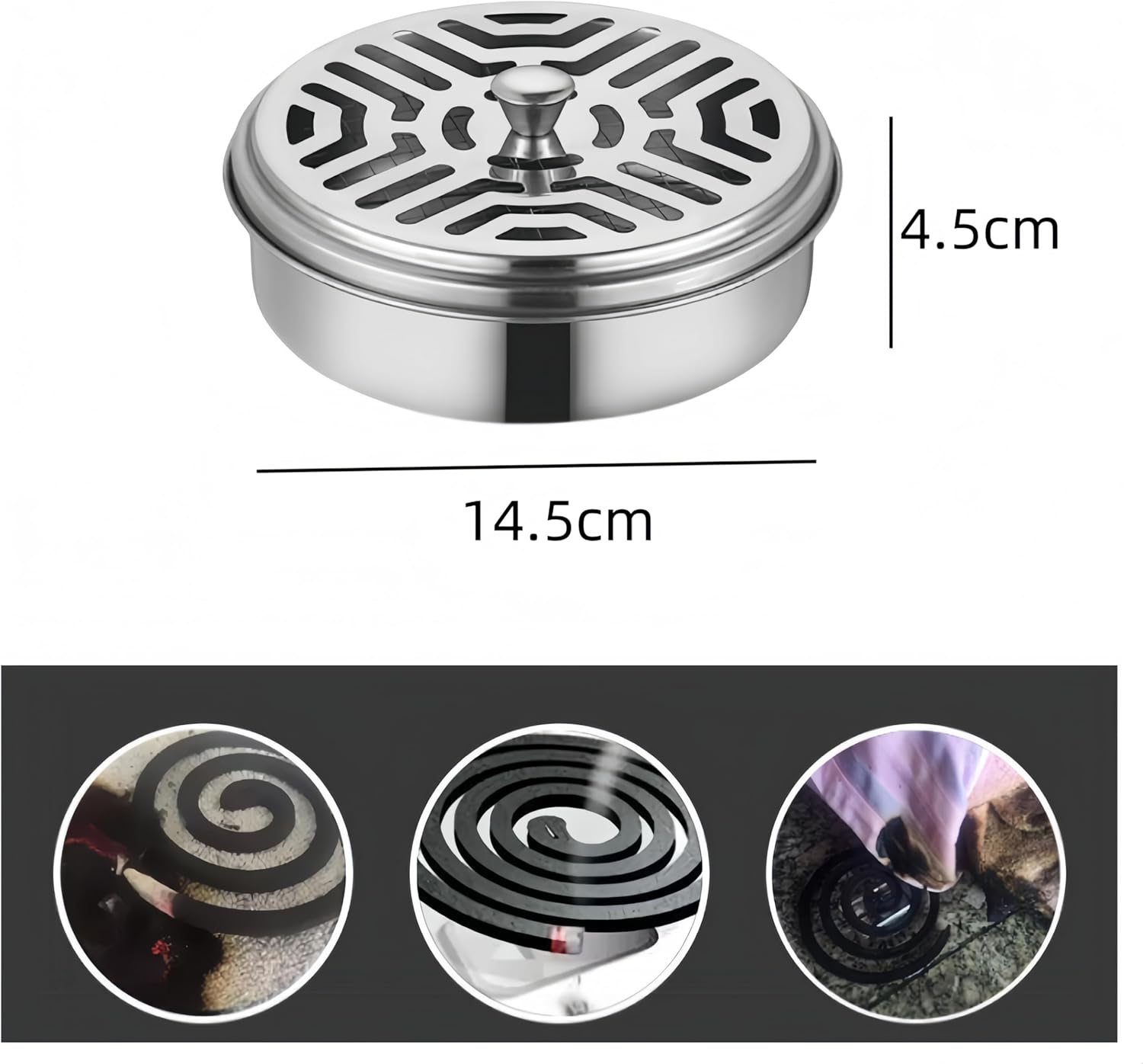 Ai-Oumleef 2Pcs Mosquito Coil Box, Portable Mosquito Coil Holder, Stainless Steel Mosquito Coil Holder with Lid, anti Mosquito Smoke Coil Container, for House Garden Camping Fishing image number 1