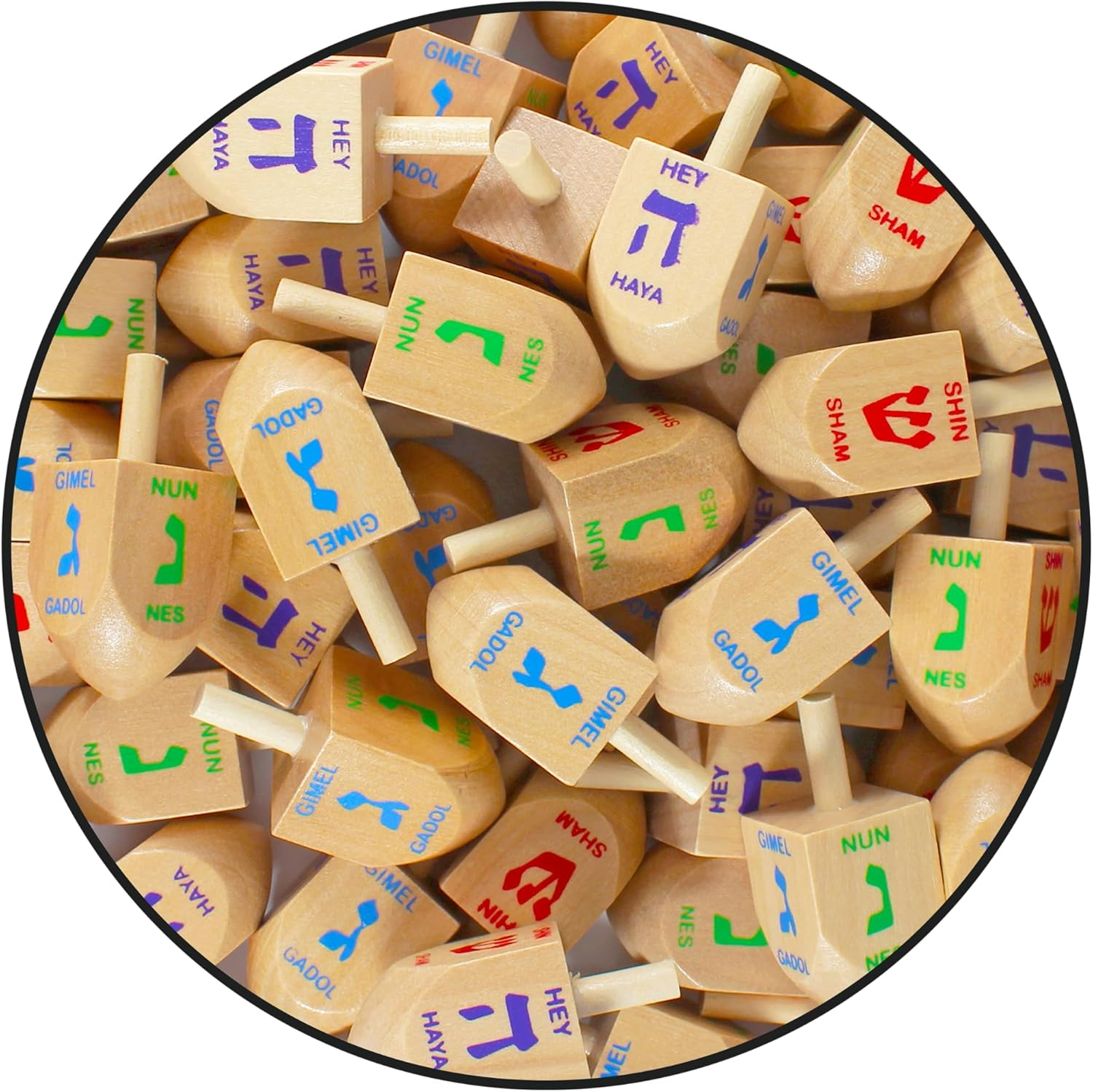 Zion Judaica Wood Dreidels Medium Sized in Bulk in Ziplock Bag (30 Pack) image number 4
