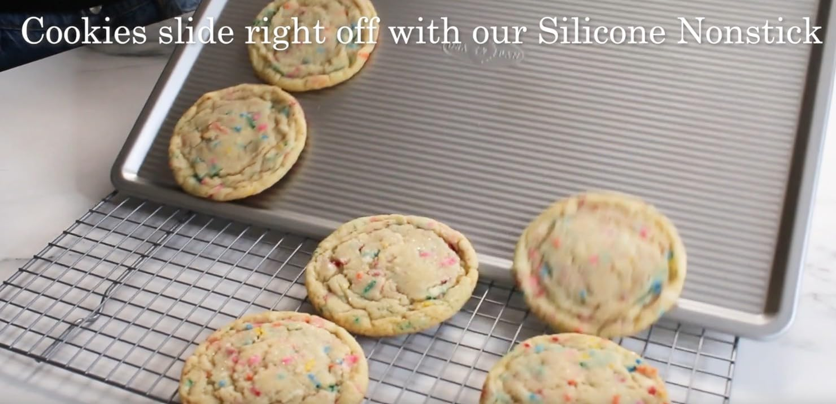 USA Pan Bakeware Cookie Sheet, Warp Resistant Nonstick Baking Pan, Made in the USA from Aluminized Steel, Large Set of 2 image number 6