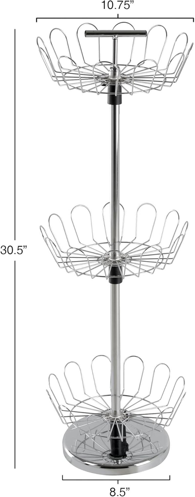 Lavish Home Three Tier Revolving Shoe Tree Orgainzer Rack with Chrome Finish By image number 3